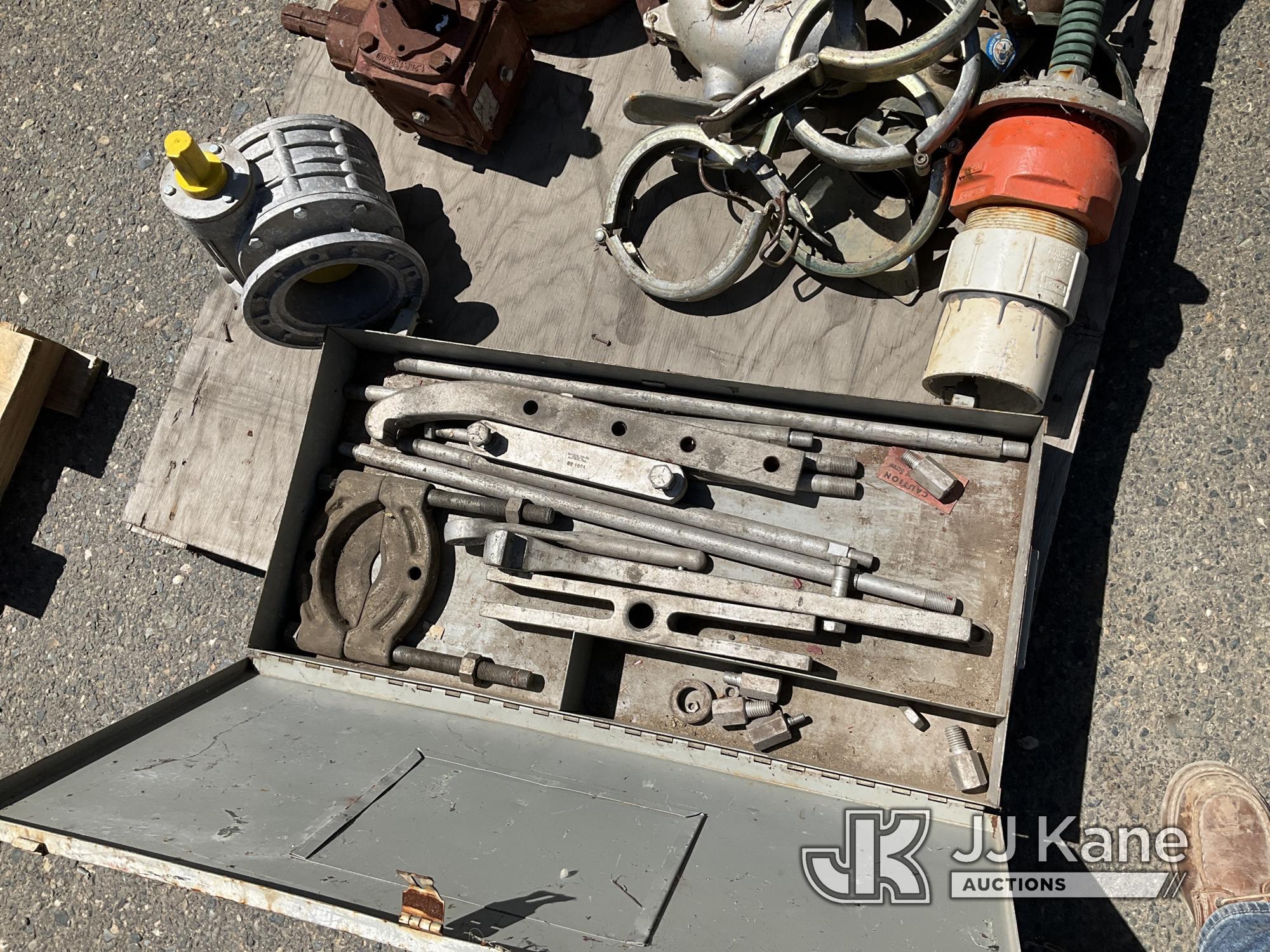 (Dixon, CA) Pallet With Irrigation Reel & Miscellaneous parts. NOTE: This unit is being sold AS IS/W