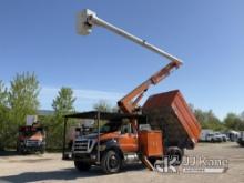 Altec LR756, Over-Center Bucket Truck mounted behind cab on 2015 Ford F750 Chipper Dump Truck Runs, 