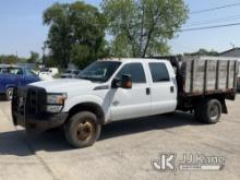 2012 Ford F350 4x4 Crew-Cab Flatbed Truck Runs & Moves) (Check Engine Light On, ABS Light-Brake Ligh