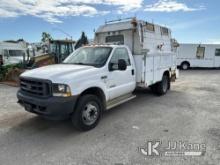 2003 Ford F550 Enclosed Service Truck Runs & Moves, Body & Rust Damage, Crane Operates