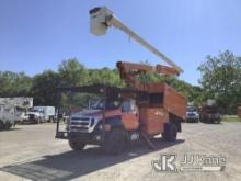 Altec LR760-E70, Over-Center Elevator Bucket mounted behind cab on 2013 Ford F750 Chipper Dump Truck