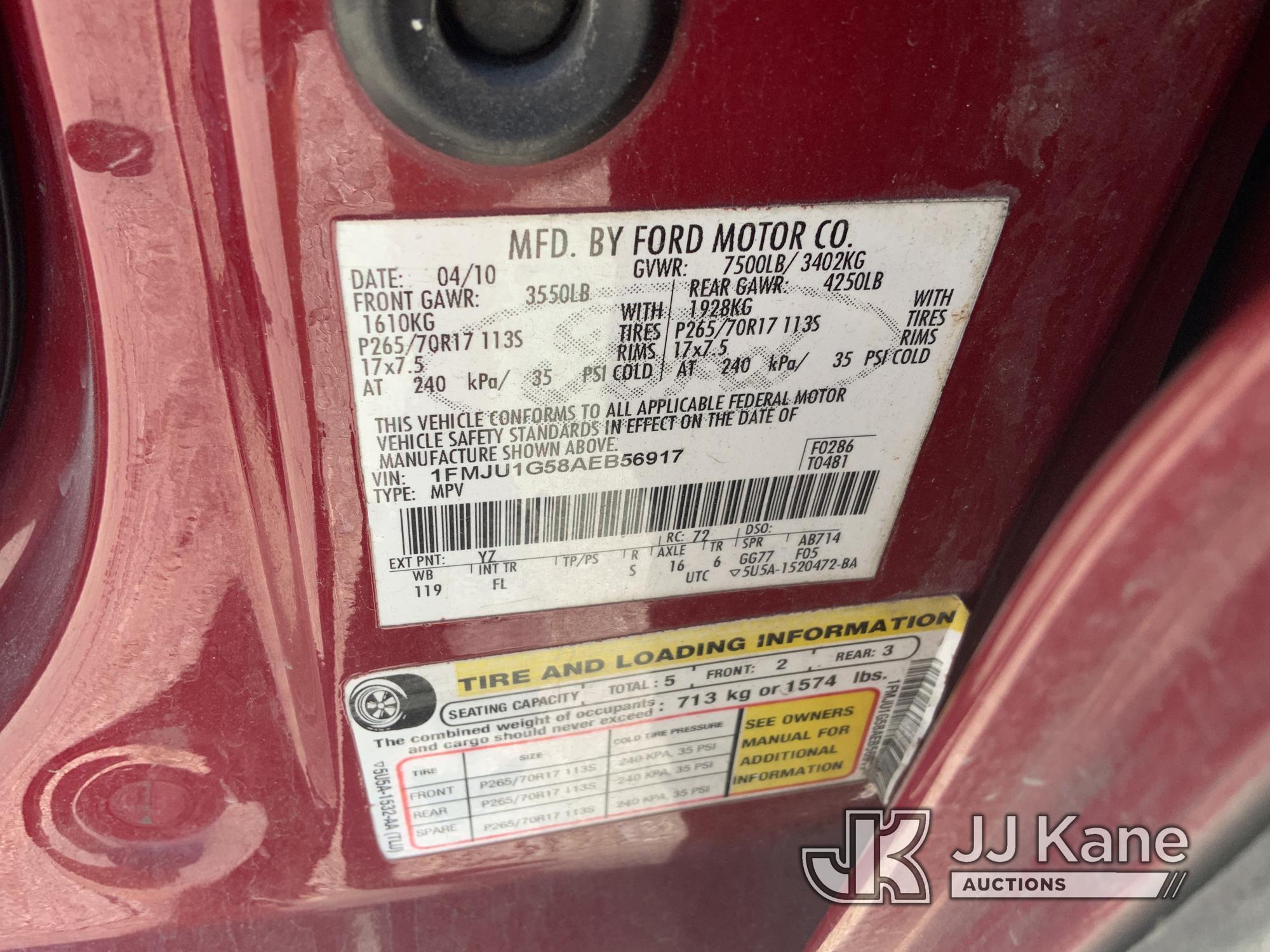 (Dixon, CA) 2010 Ford Expedition XLT 4x4 4-Door Sport Utility Vehicle Runs & Moves) (Tire Pressure S