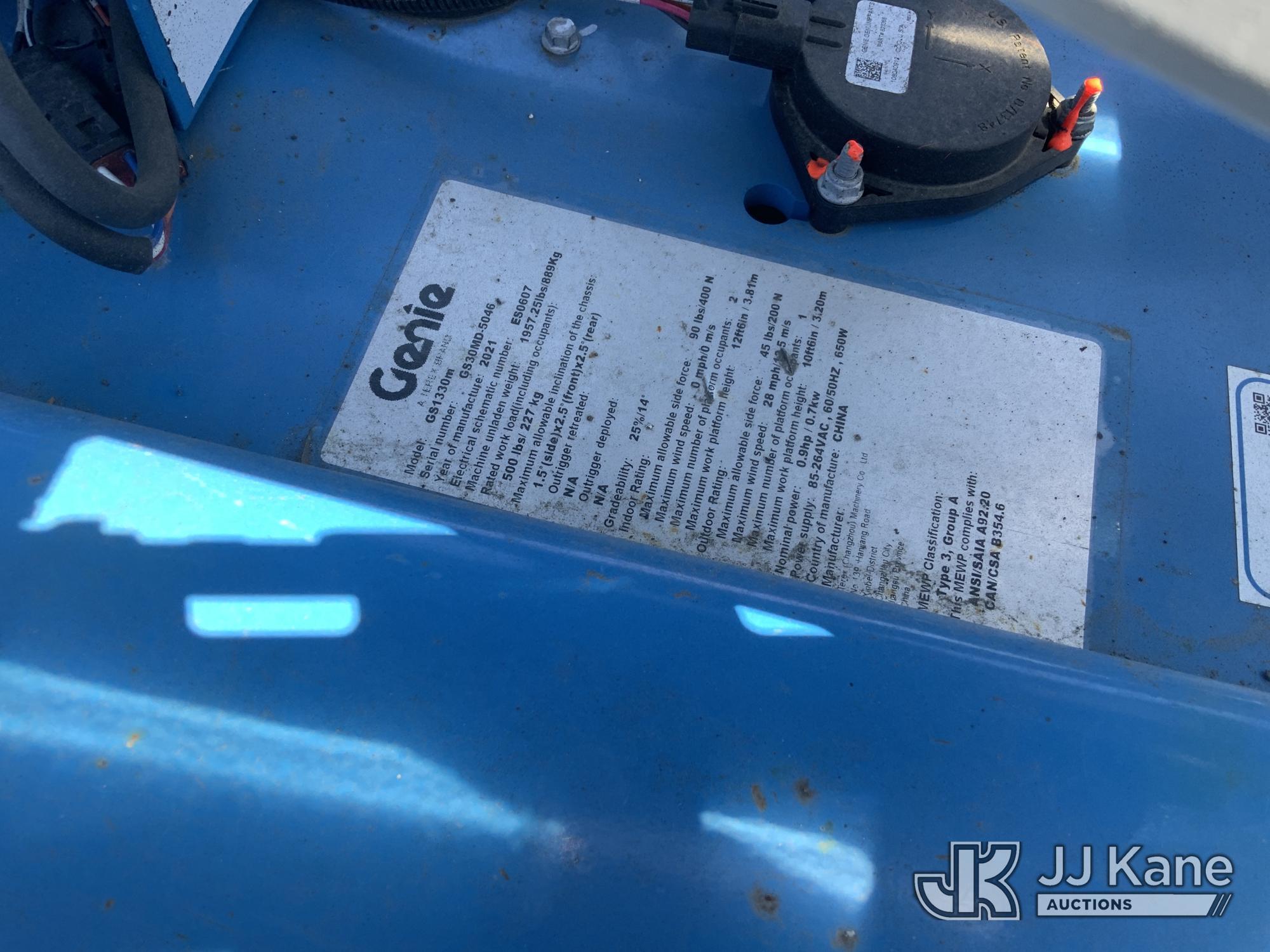 (Dixon, CA) 2021 Genie GS1330M Self-Propelled Scissor Lift Runs & Operates