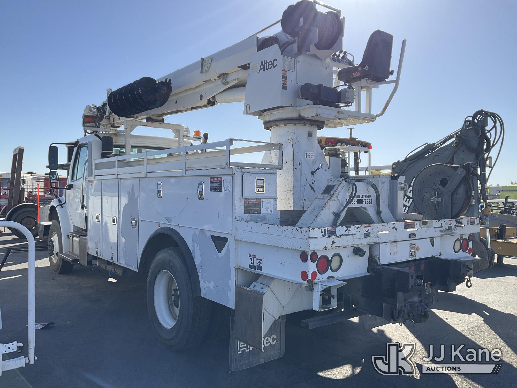 (Dixon, CA) Altec DC47-BTR, Digger Derrick rear mounted on 2015 Freightliner M2 106 4x4 Utility Truc