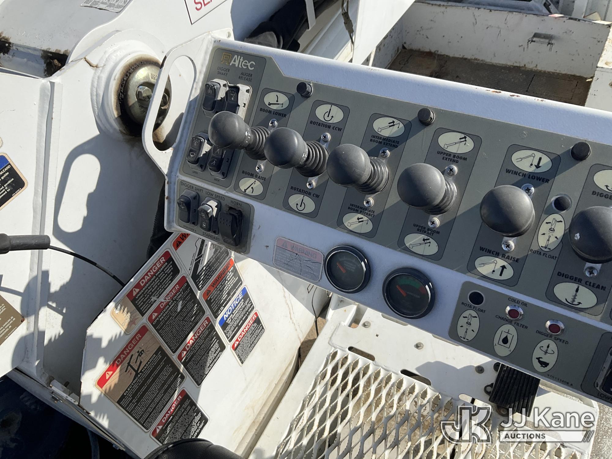 (Dixon, CA) Altec DC47-BTR, Digger Derrick rear mounted on 2015 Freightliner M2 106 4x4 Utility Truc
