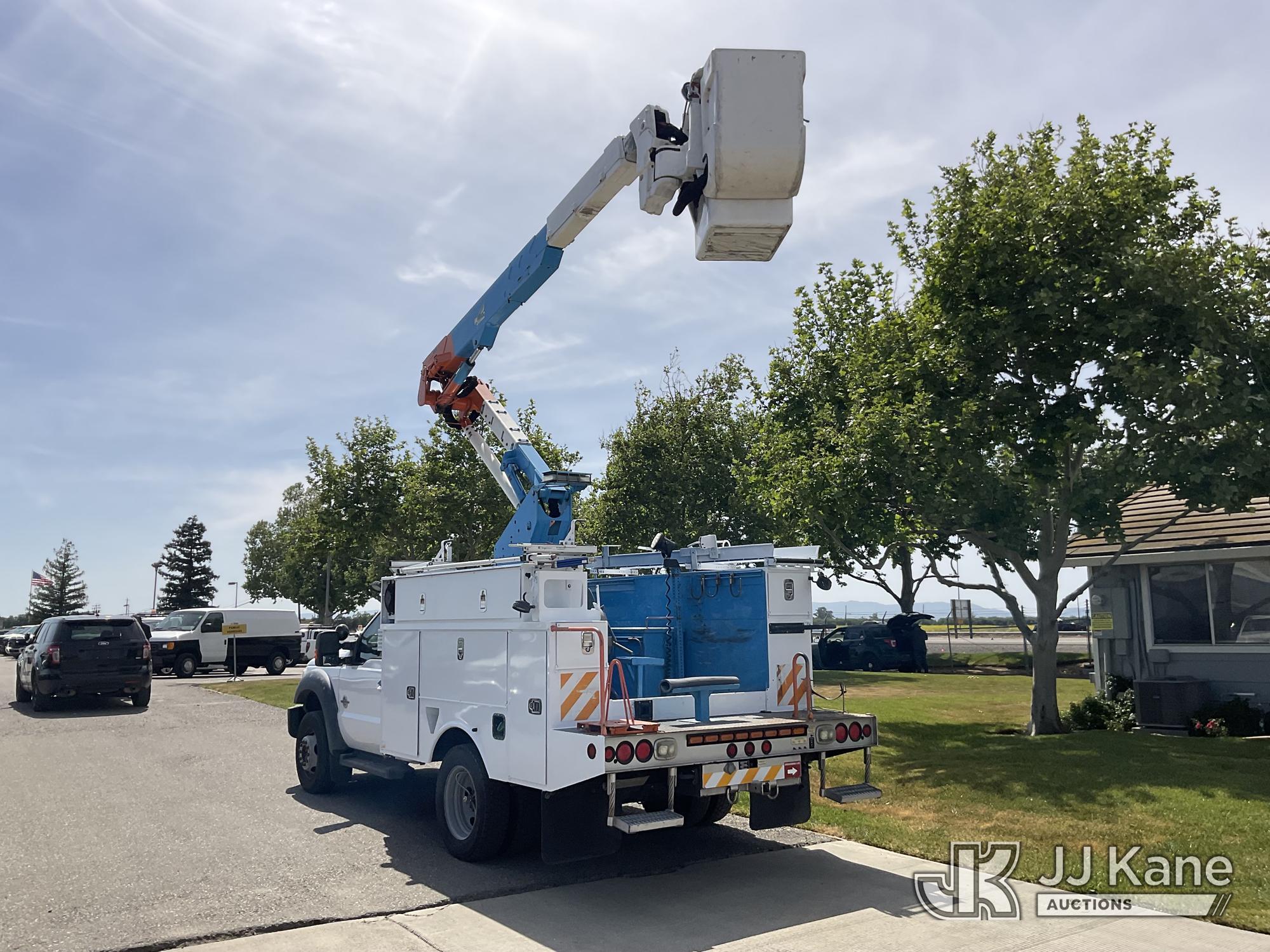 (Dixon, CA) Altec AT37G, Articulating & Telescopic Bucket mounted behind cab on 2013 Ford F550 4x4 S