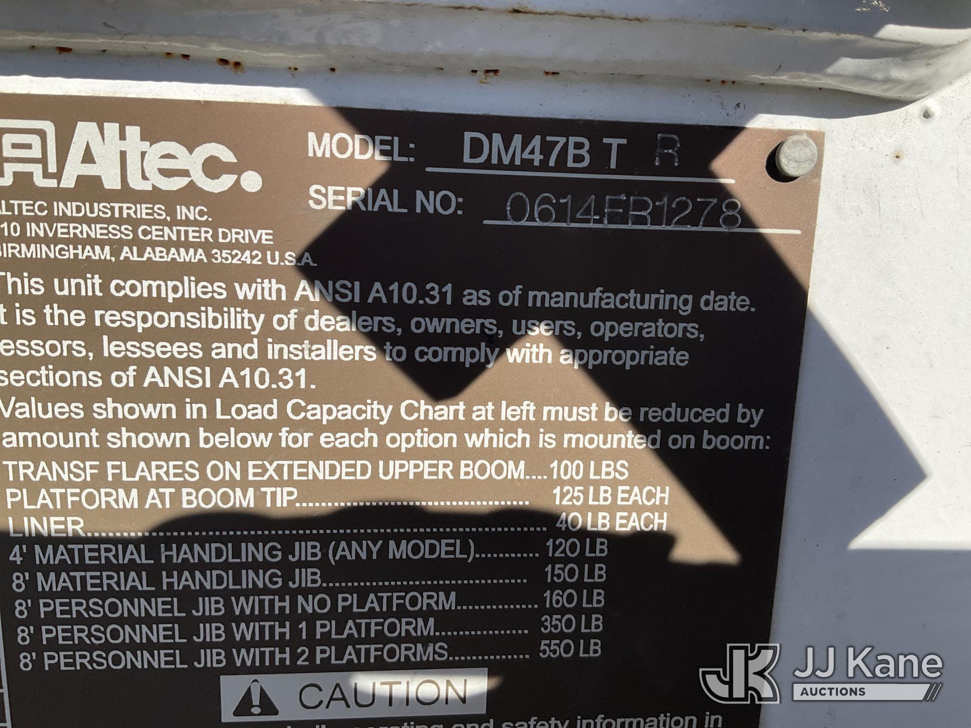 (Dixon, CA) Altec DC47-BTR, Digger Derrick rear mounted on 2015 Freightliner M2 106 4x4 Utility Truc