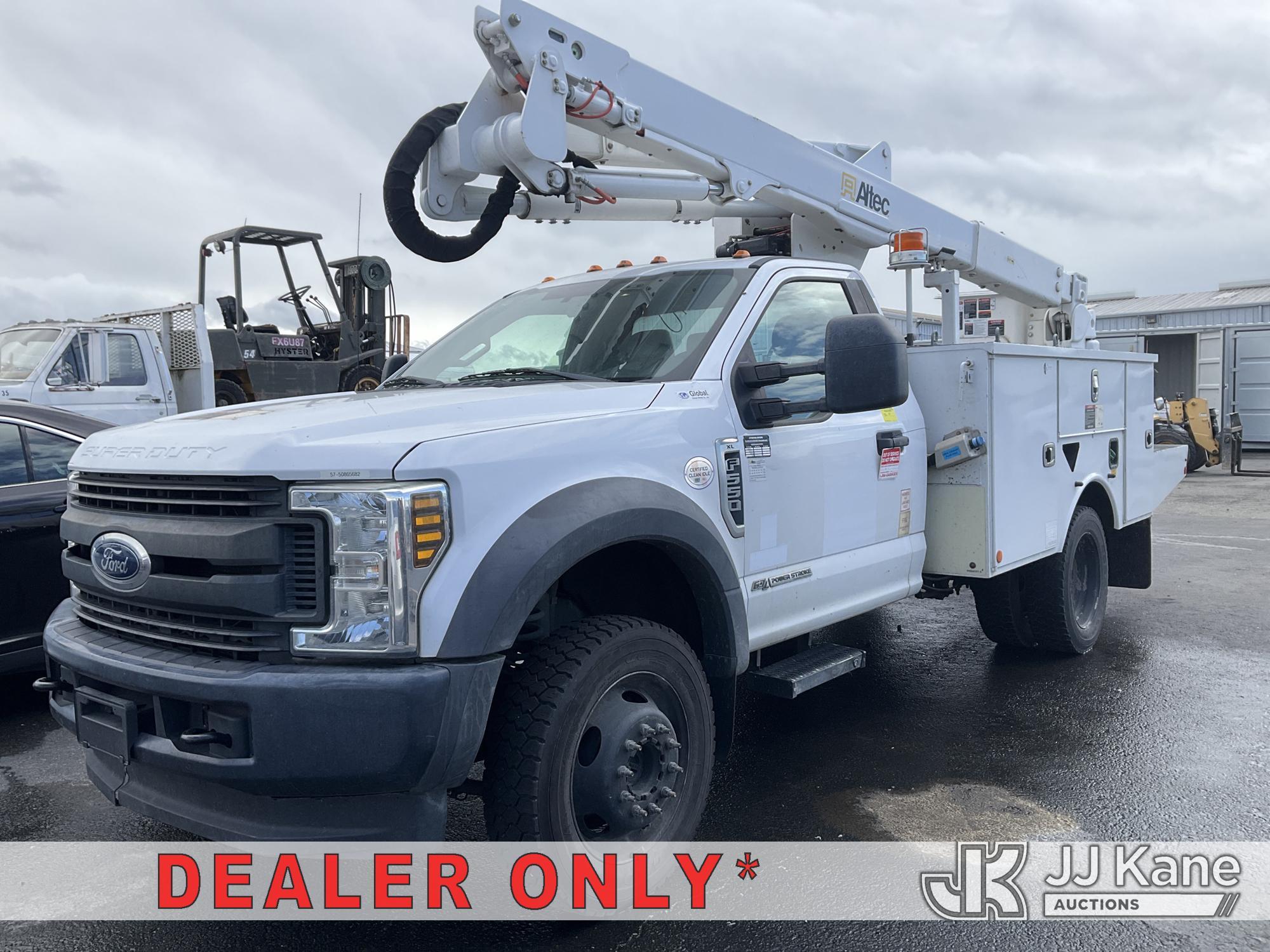 (Dixon, CA) Altec AT40G, Articulating & Telescopic Bucket Truck mounted behind cab on 2018 Ford F-55