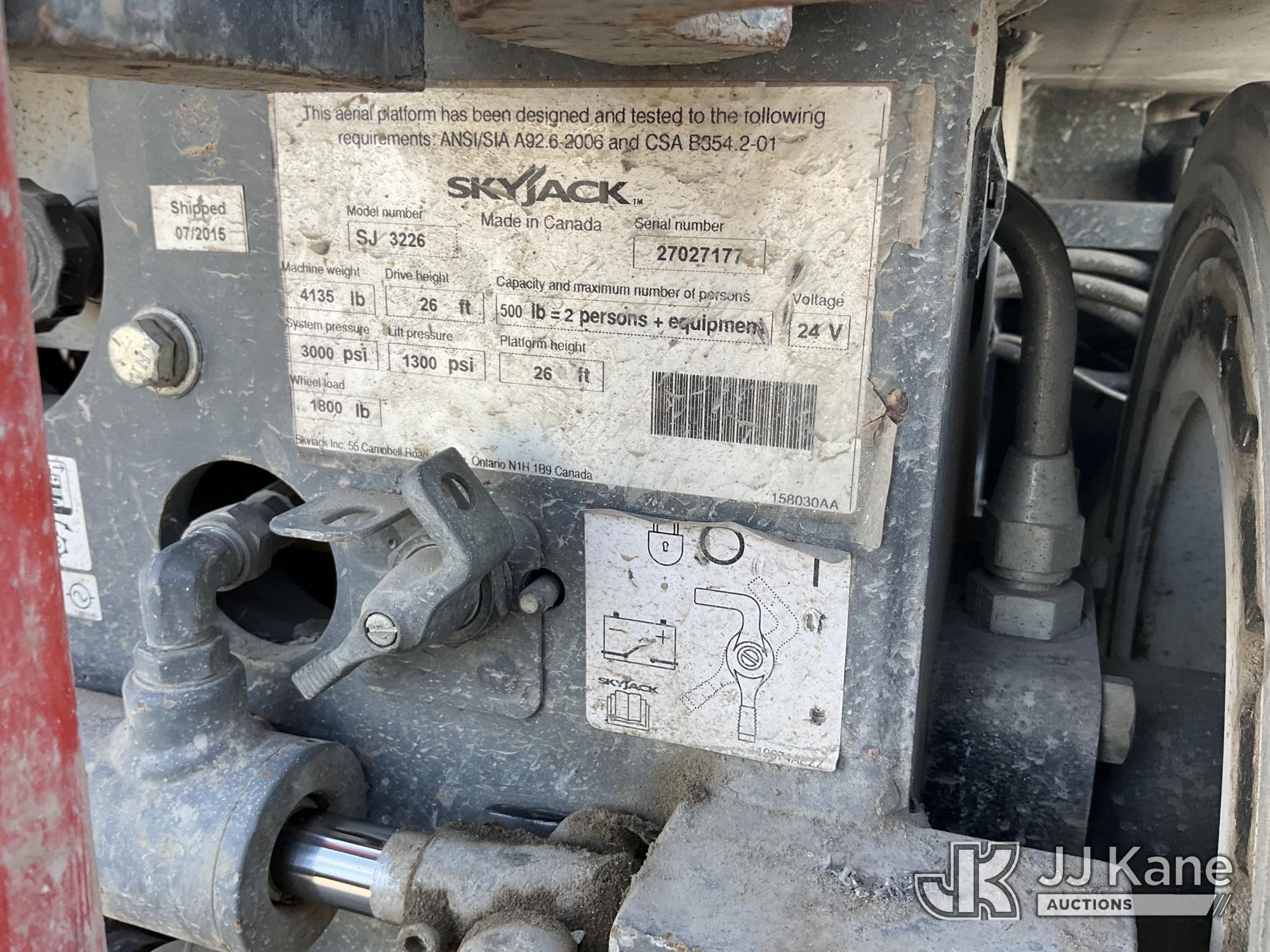(Dixon, CA) 2015 Sky Jack SJ3226 Self-Propelled Scissor Lift Moves & Operates