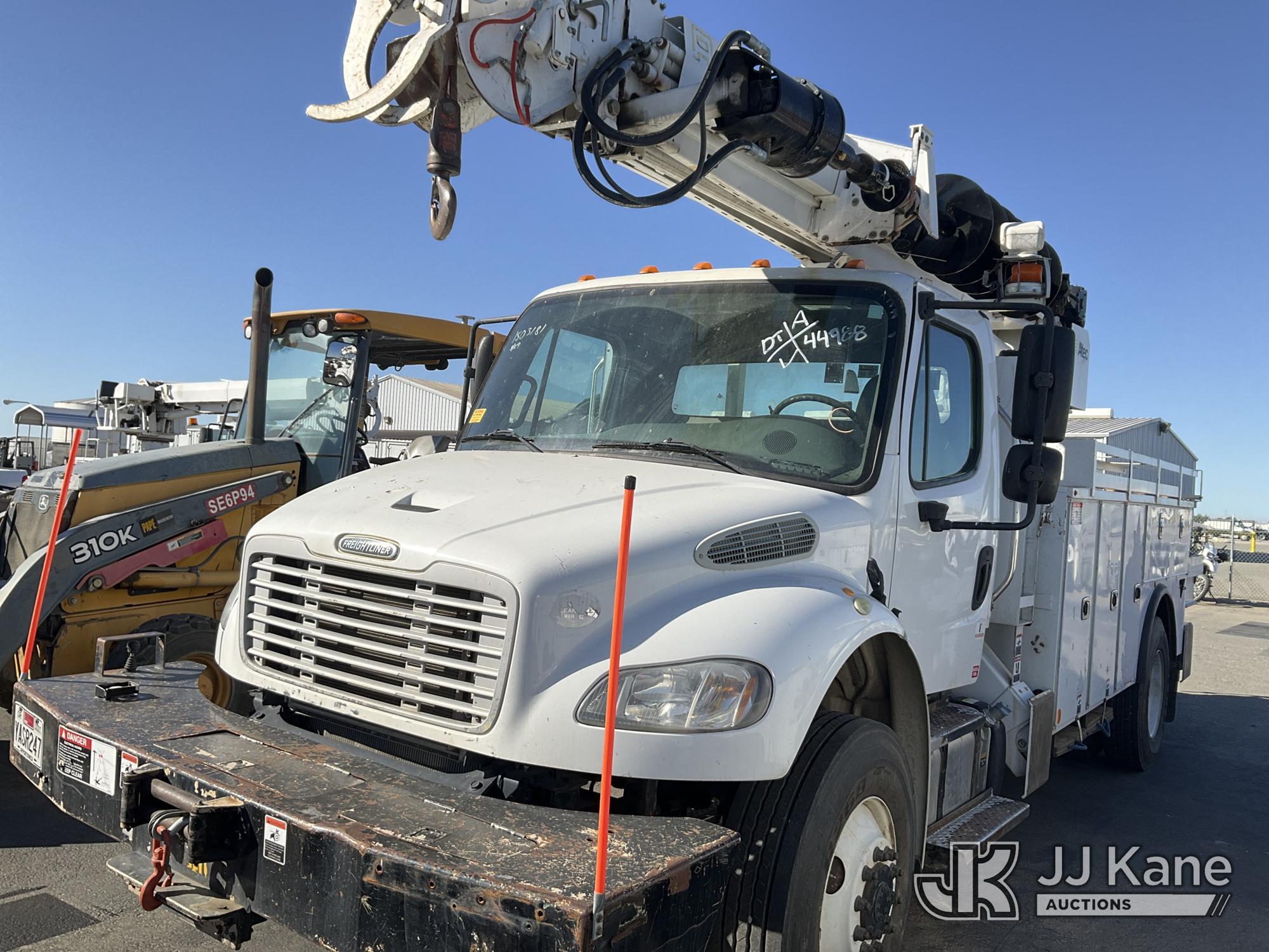 (Dixon, CA) Altec DC47-BTR, Digger Derrick rear mounted on 2015 Freightliner M2 106 4x4 Utility Truc