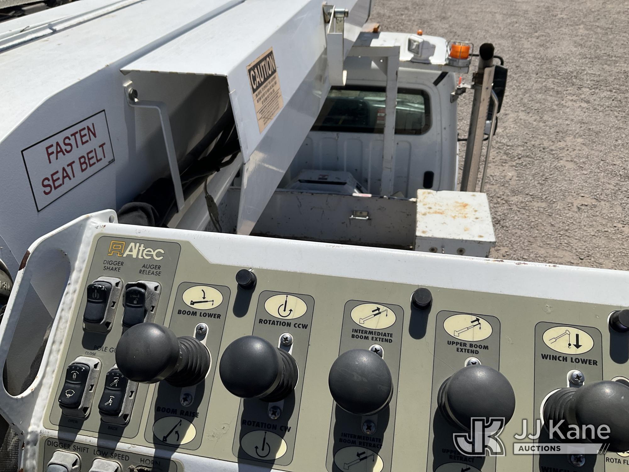 (Dixon, CA) Altec DC47-BTR, Digger Derrick rear mounted on 2015 Freightliner M2 106 4x4 Utility Truc