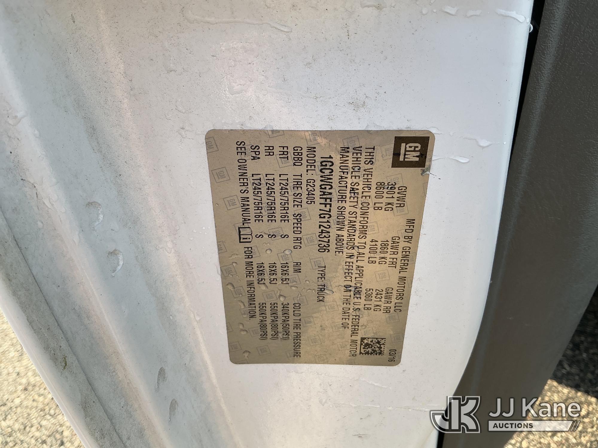 (Garner, NC) 2016 Chevrolet Express G2500 Cargo Van Runs & Moves) (Jump To Start