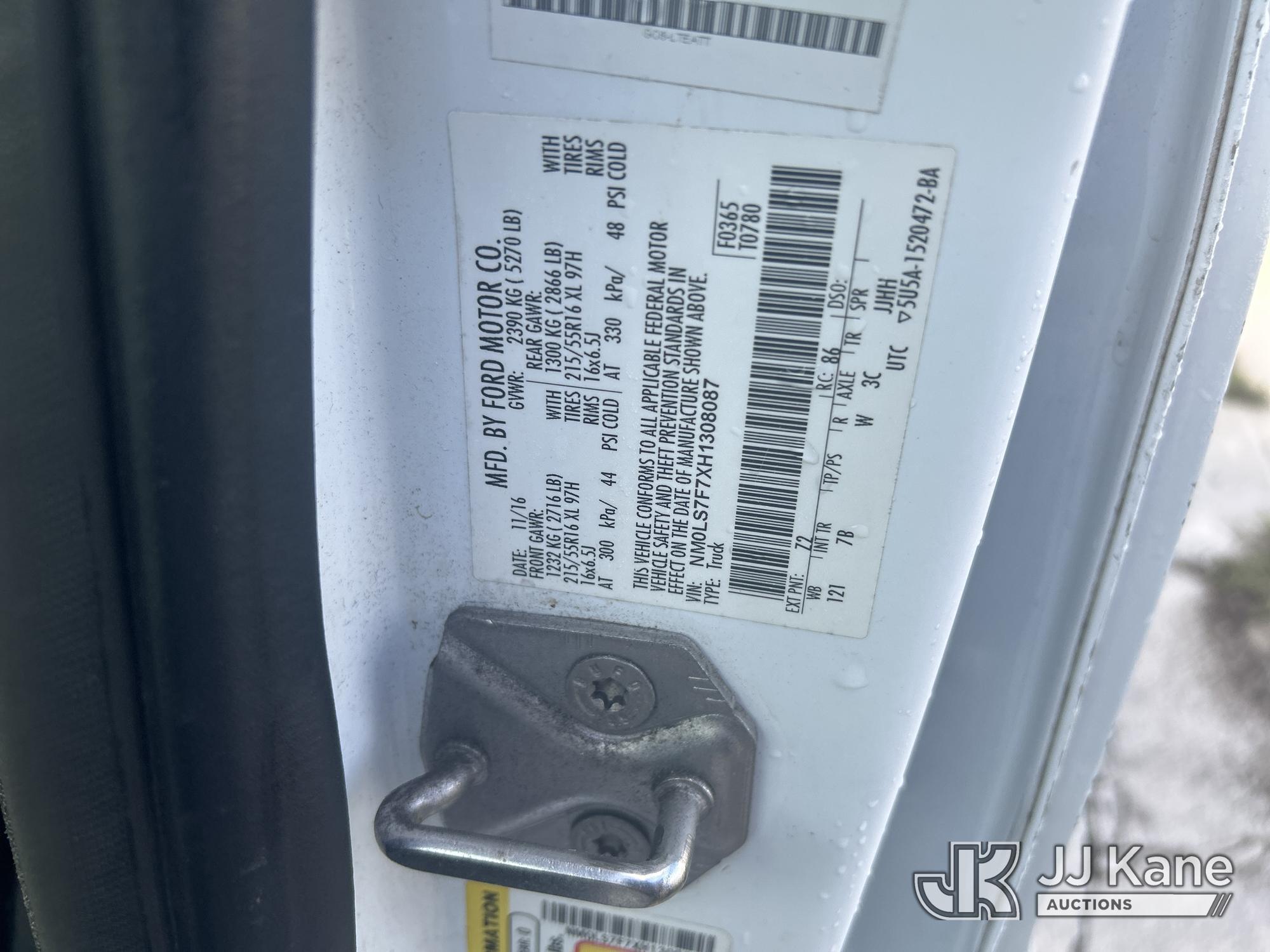 (Riviera Beach, FL) 2017 Ford Transit Connect Mini Cargo Van Runs & Moves) (Paint Damage) (FL Reside