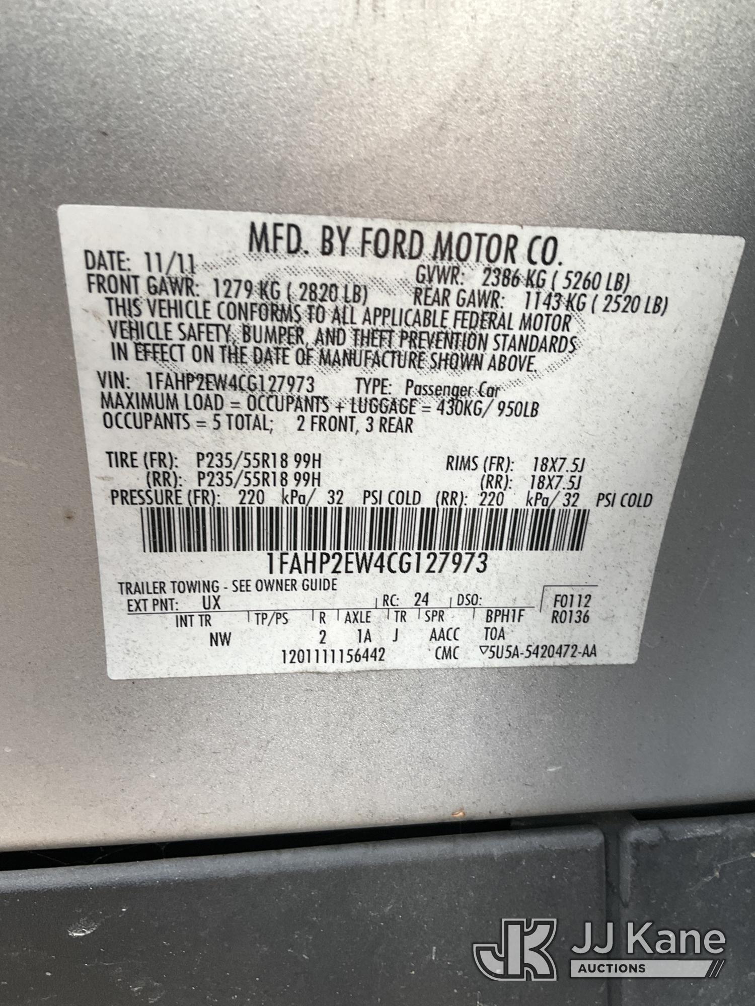 (Ocala, FL) 2012 Ford Taurus 4-Door Sedan Runs & Moves) (Jump To Start, Minor Body Damage, Paint Dam