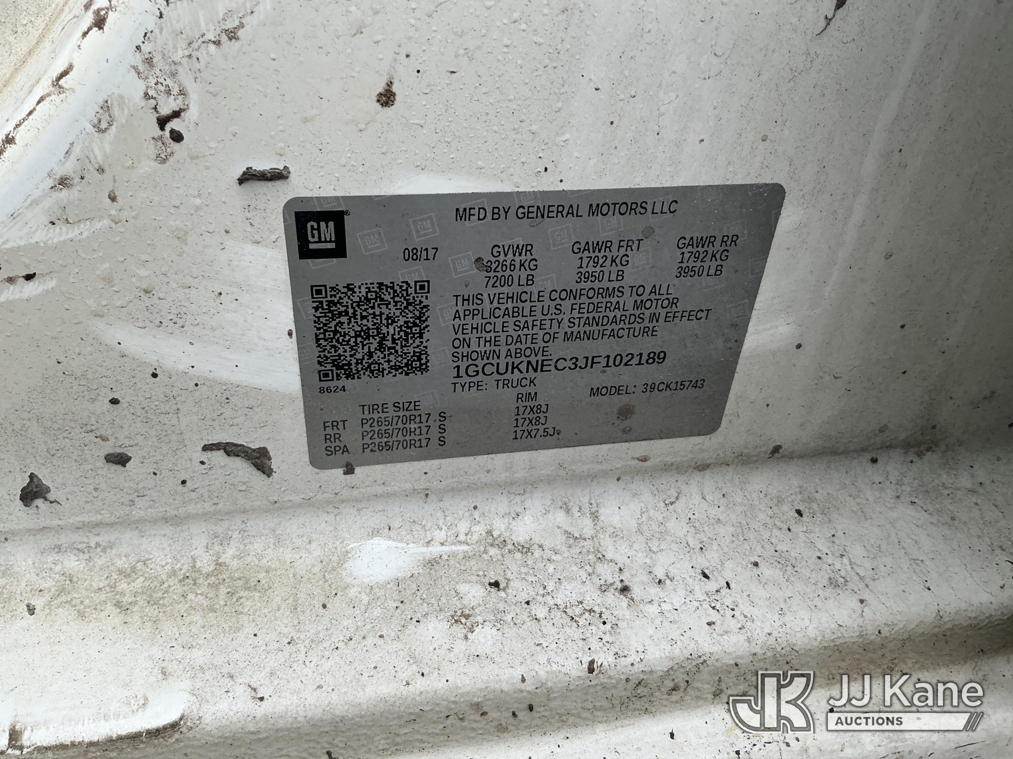 (Moncks Corner, SC) 2018 Chevrolet Silverado 1500 4x4 Crew-Cab Pickup Truck Not Running, Condition U
