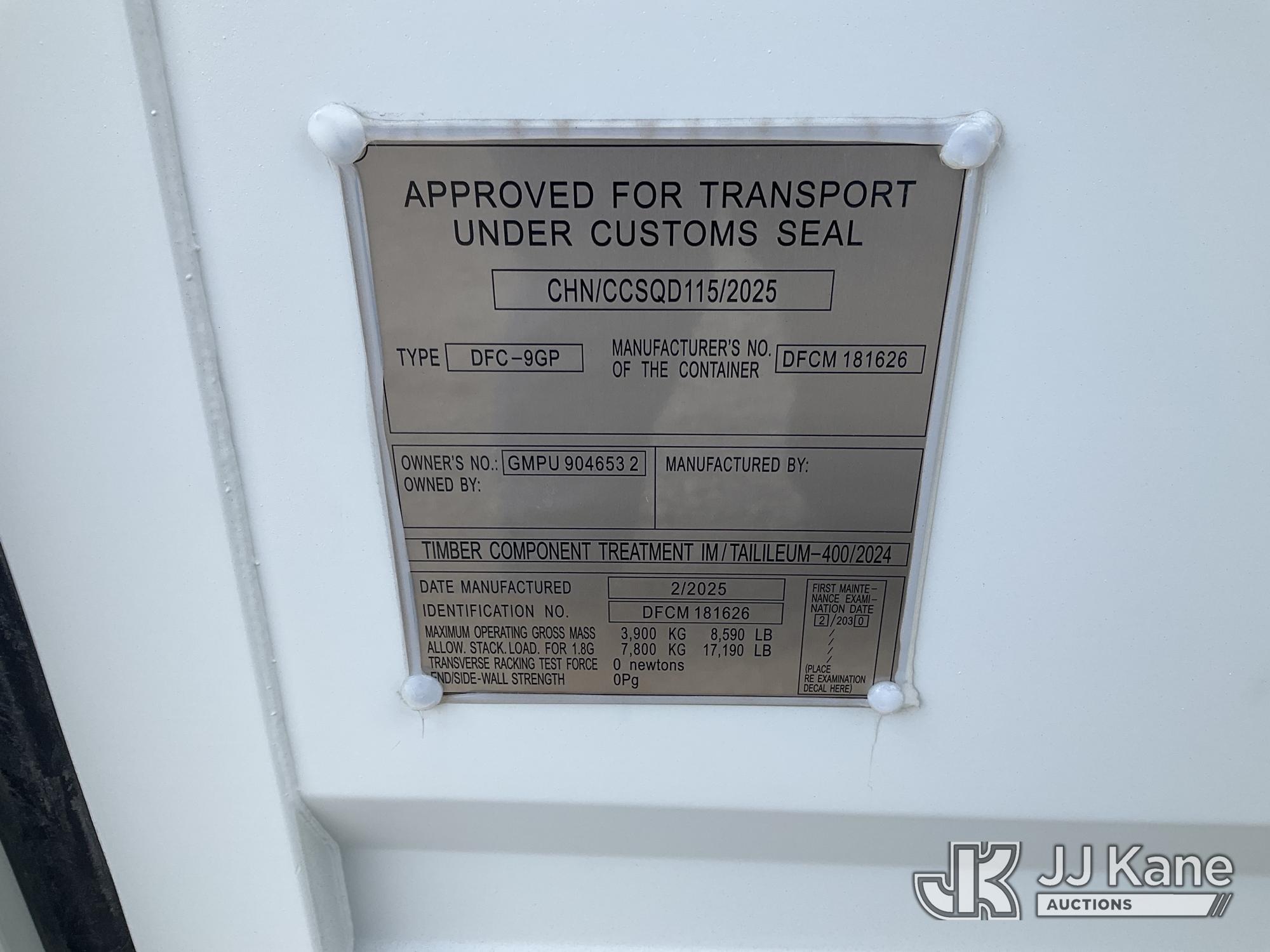 (Villa Rica, GA) 2025 9 Ft Steel Container (New/Unused) NOTE: This unit is being sold AS IS/WHERE IS
