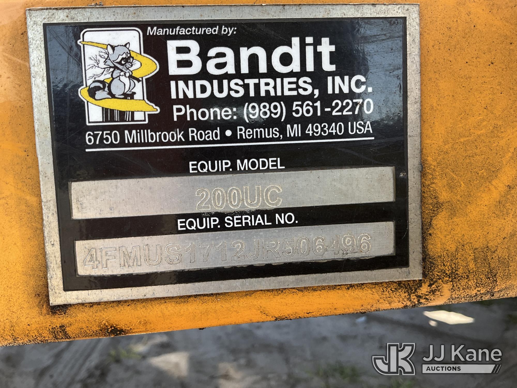 (Ocala, FL) 2018 Bandit 200UC Chipper (12in Disc), trailer mtd. Runs) (Towable, Rust/Body Damage