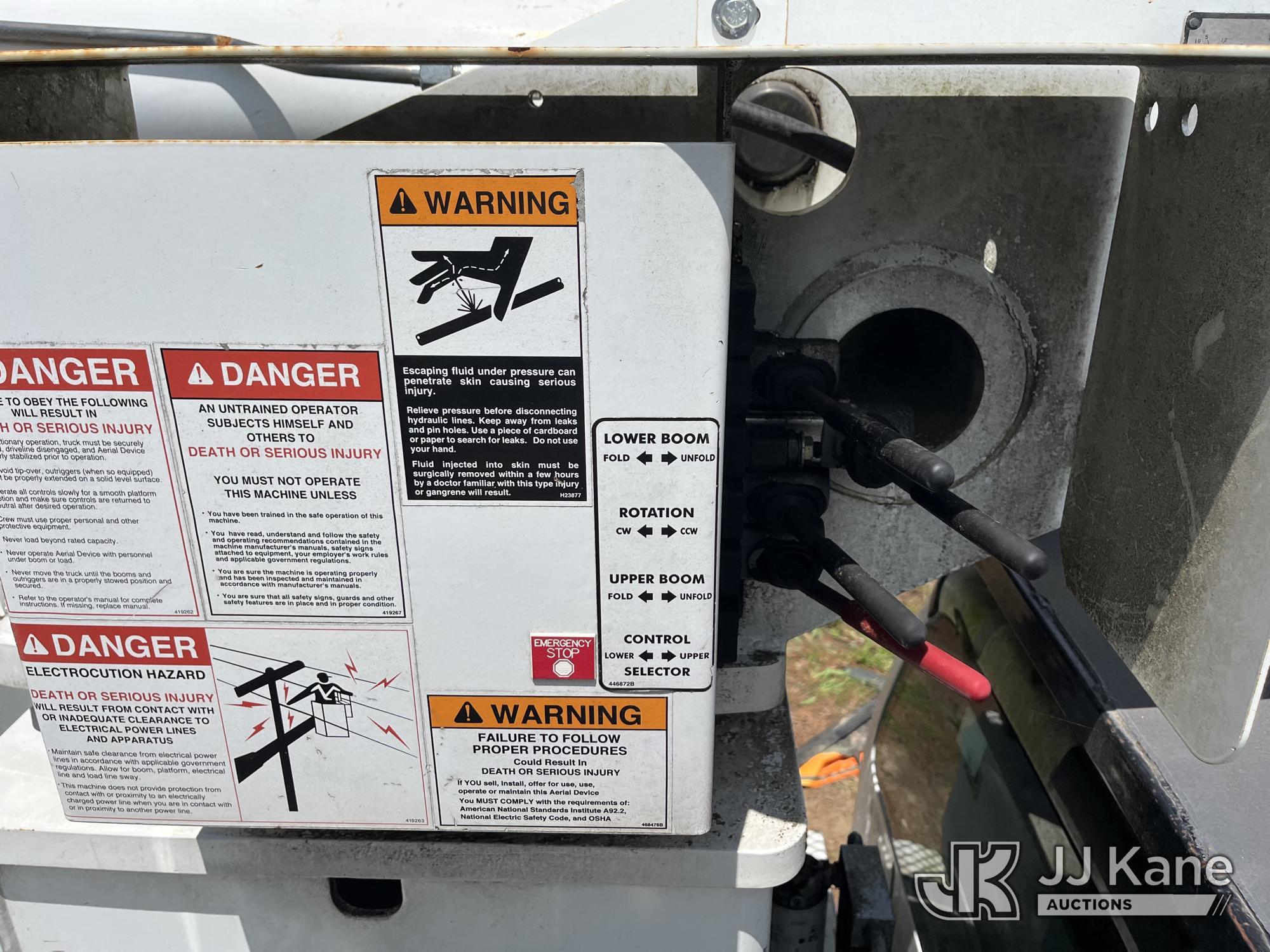 (Wakefield, VA) HiRanger XT55, Over-Center Bucket Truck mounted behind cab on 2013 Ford F750 Chipper