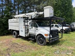 (Wakefield, VA) HiRanger XT55, Over-Center Bucket Truck mounted behind cab on 2013 Ford F750 Chipper