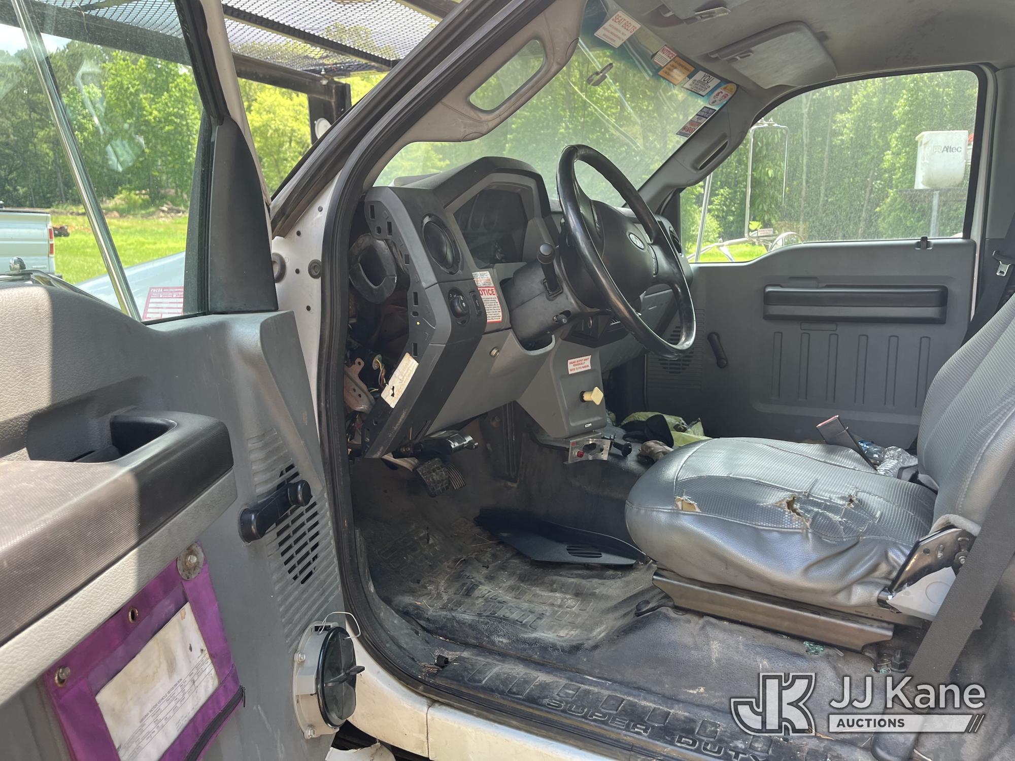 (Wakefield, VA) HiRanger XT55, Over-Center Bucket Truck mounted behind cab on 2013 Ford F750 Chipper