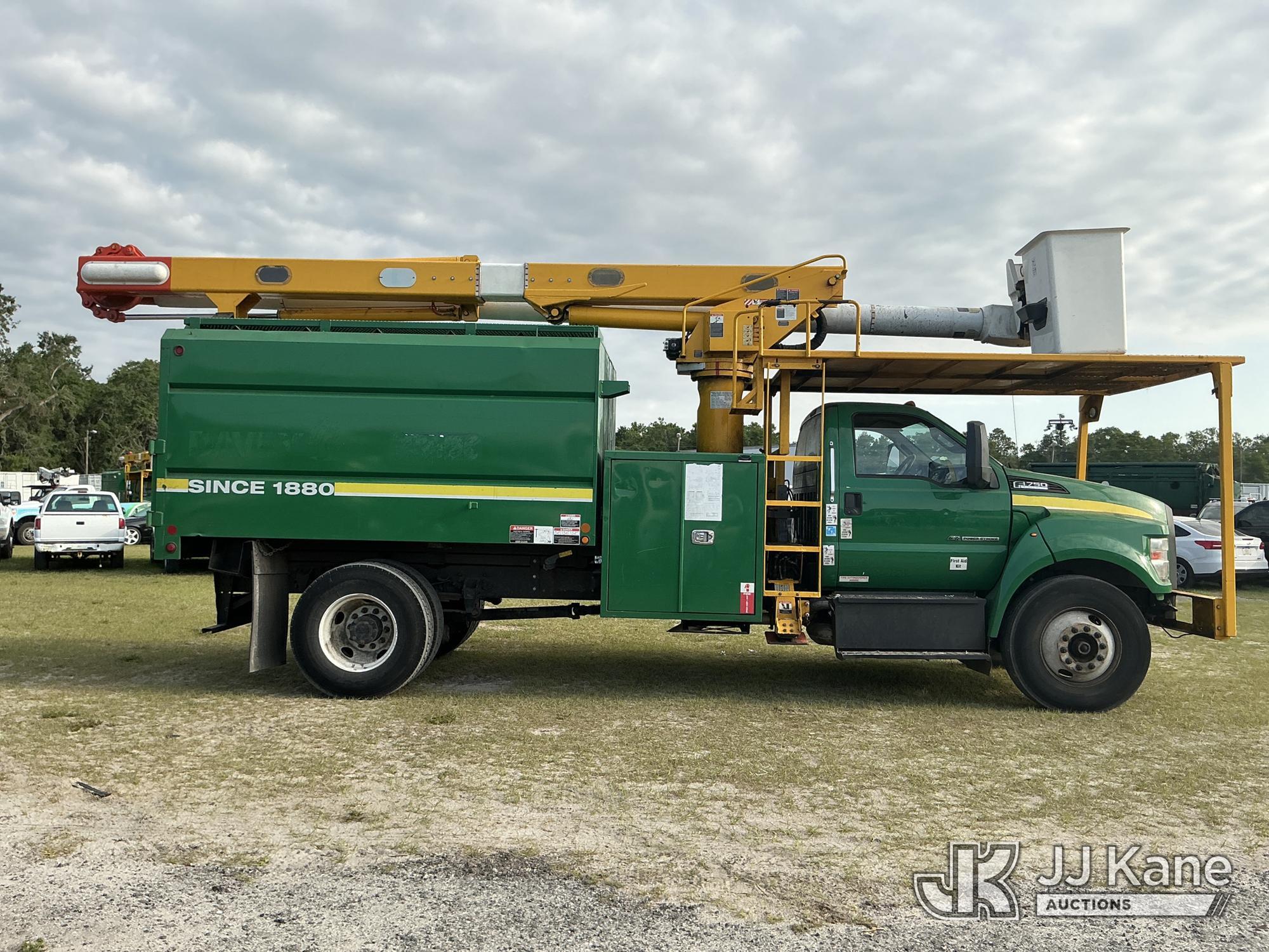 (Tampa, FL) Altec LR7-58, Over-Center Bucket Truck mounted behind cab on 2017 Ford F750 Chipper Dump
