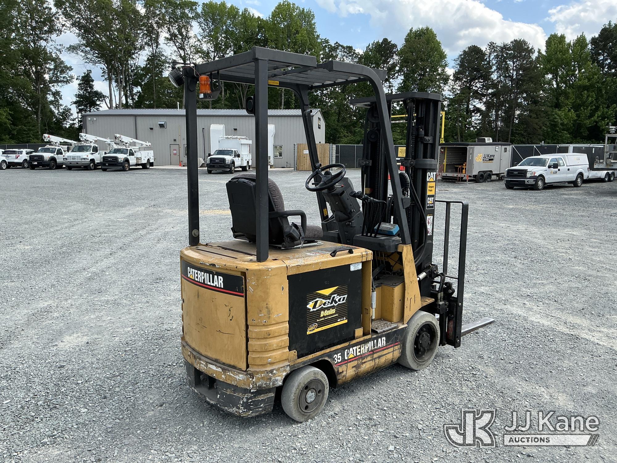 (China Grove, NC) Caterpillar 2EC18, 3,100# Solid Tired Forklift Duke Unit) (Runs, Moves & Operates