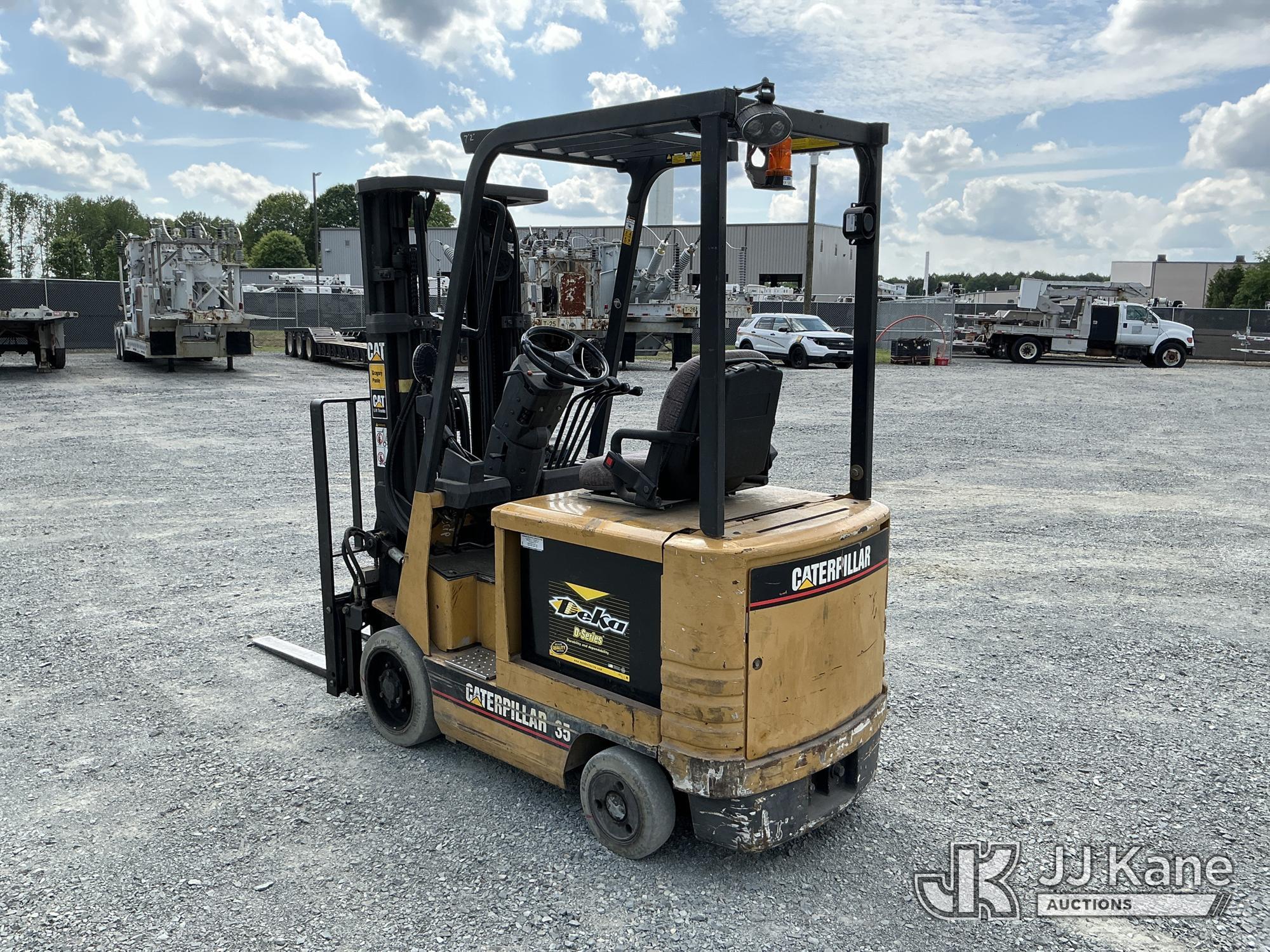 (China Grove, NC) Caterpillar 2EC18, 3,100# Solid Tired Forklift Duke Unit) (Runs, Moves & Operates