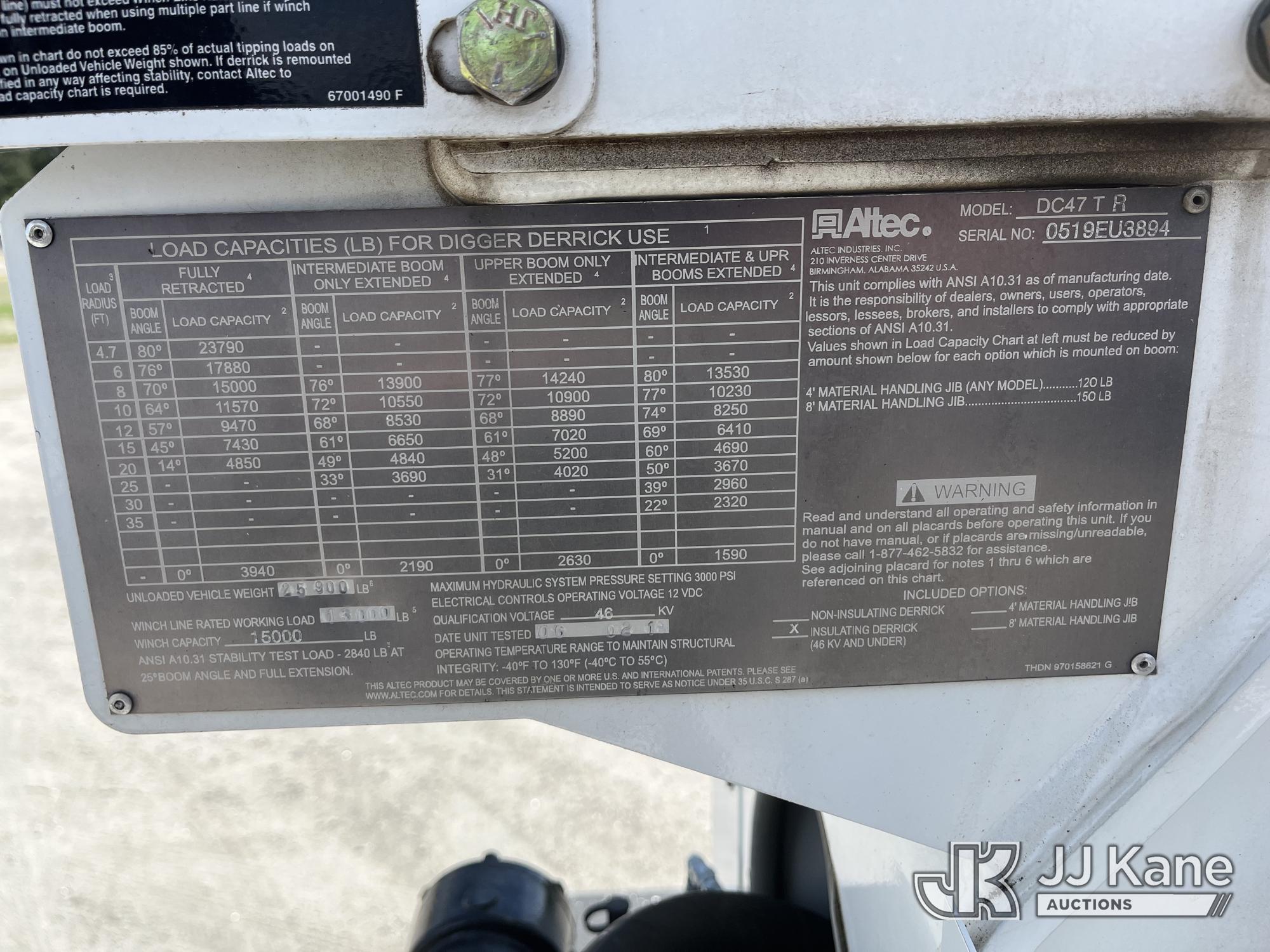 (Chester, VA) Altec DC47-TR, Digger Derrick rear mounted on 2020 Freightliner M2 Utility Truck Runs,