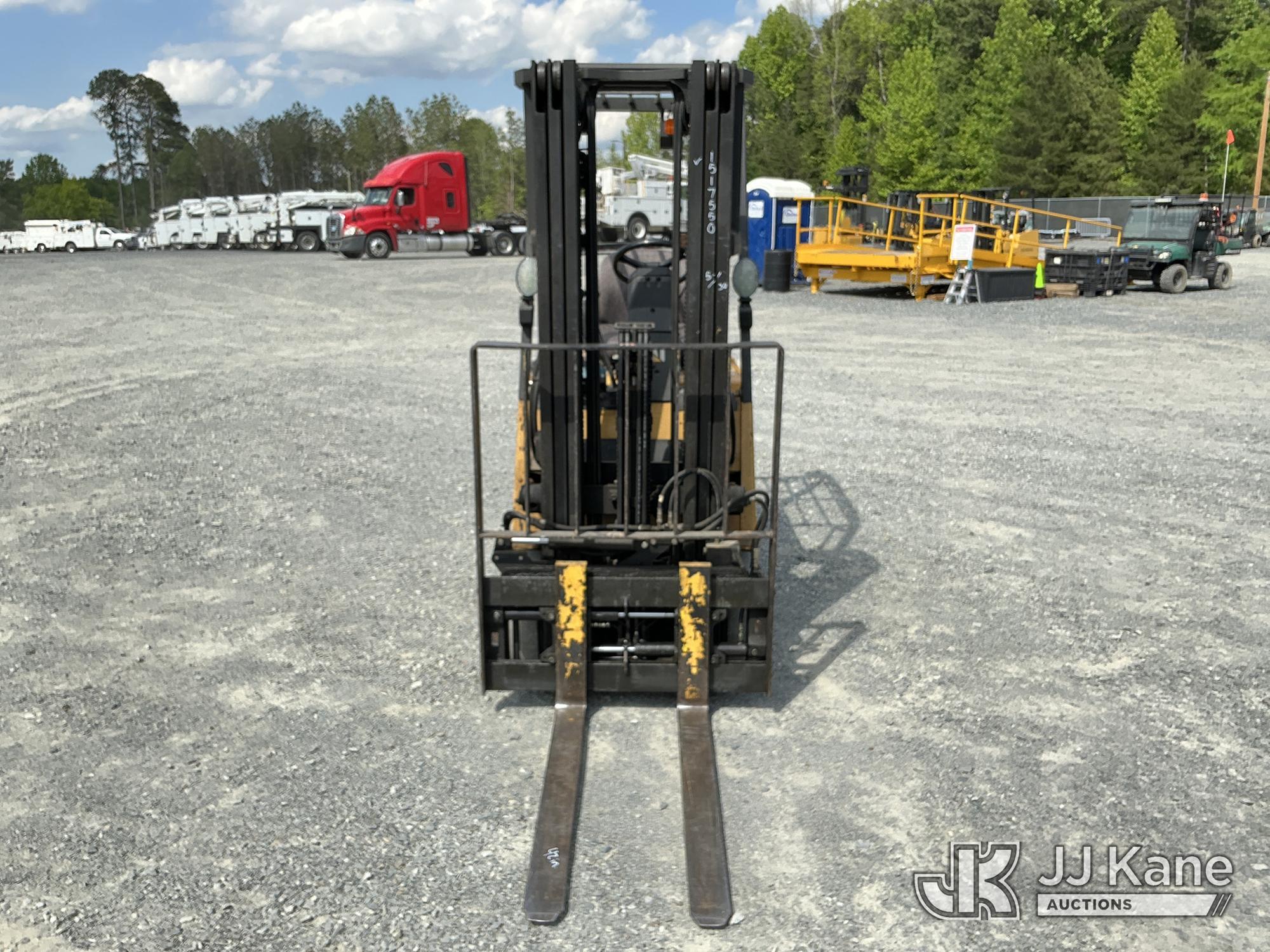 (China Grove, NC) Caterpillar 2EC18, 3,100# Solid Tired Forklift Duke Unit) (Runs, Moves & Operates