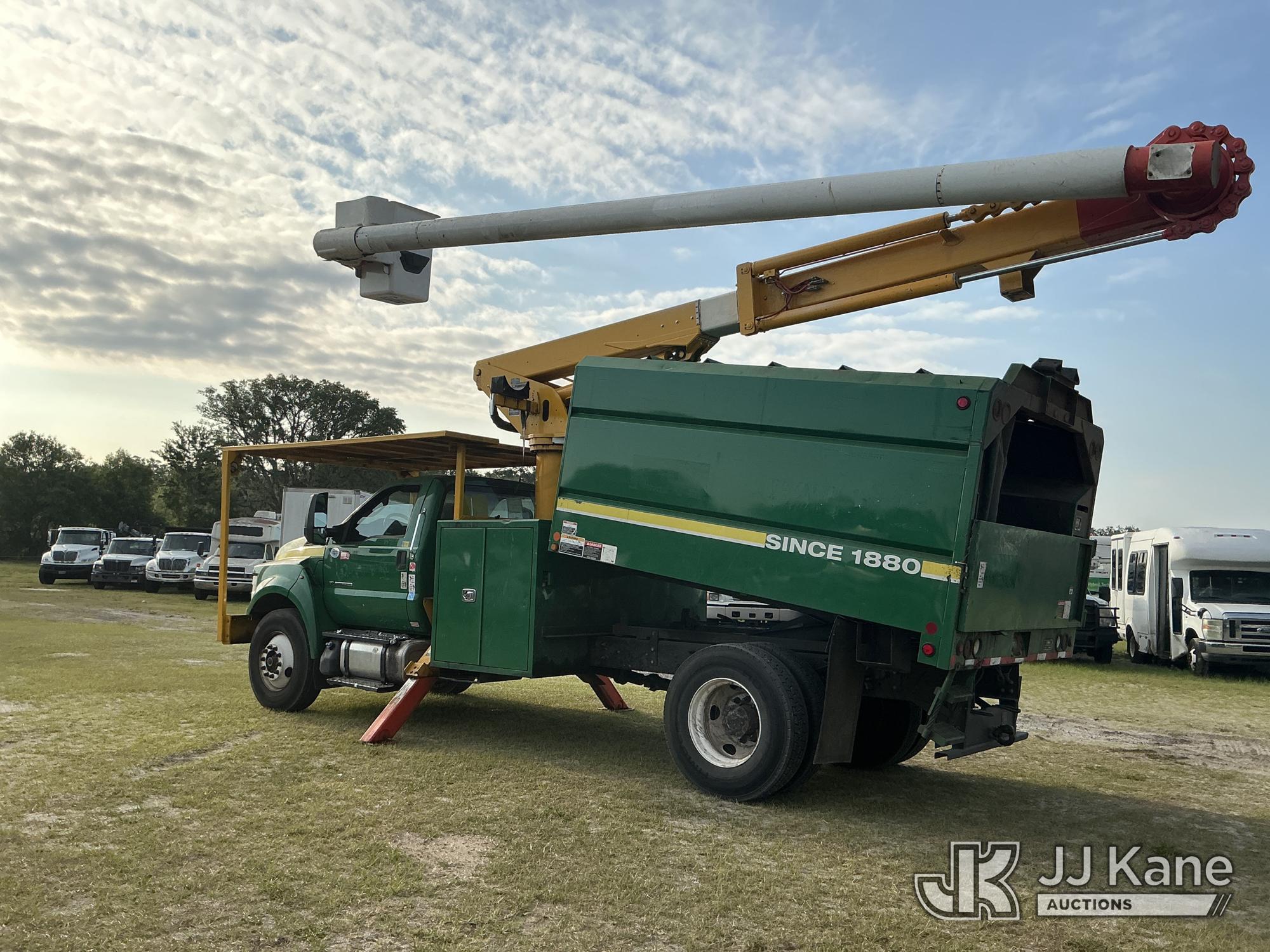 (Tampa, FL) Altec LR7-58, Over-Center Bucket Truck mounted behind cab on 2017 Ford F750 Chipper Dump