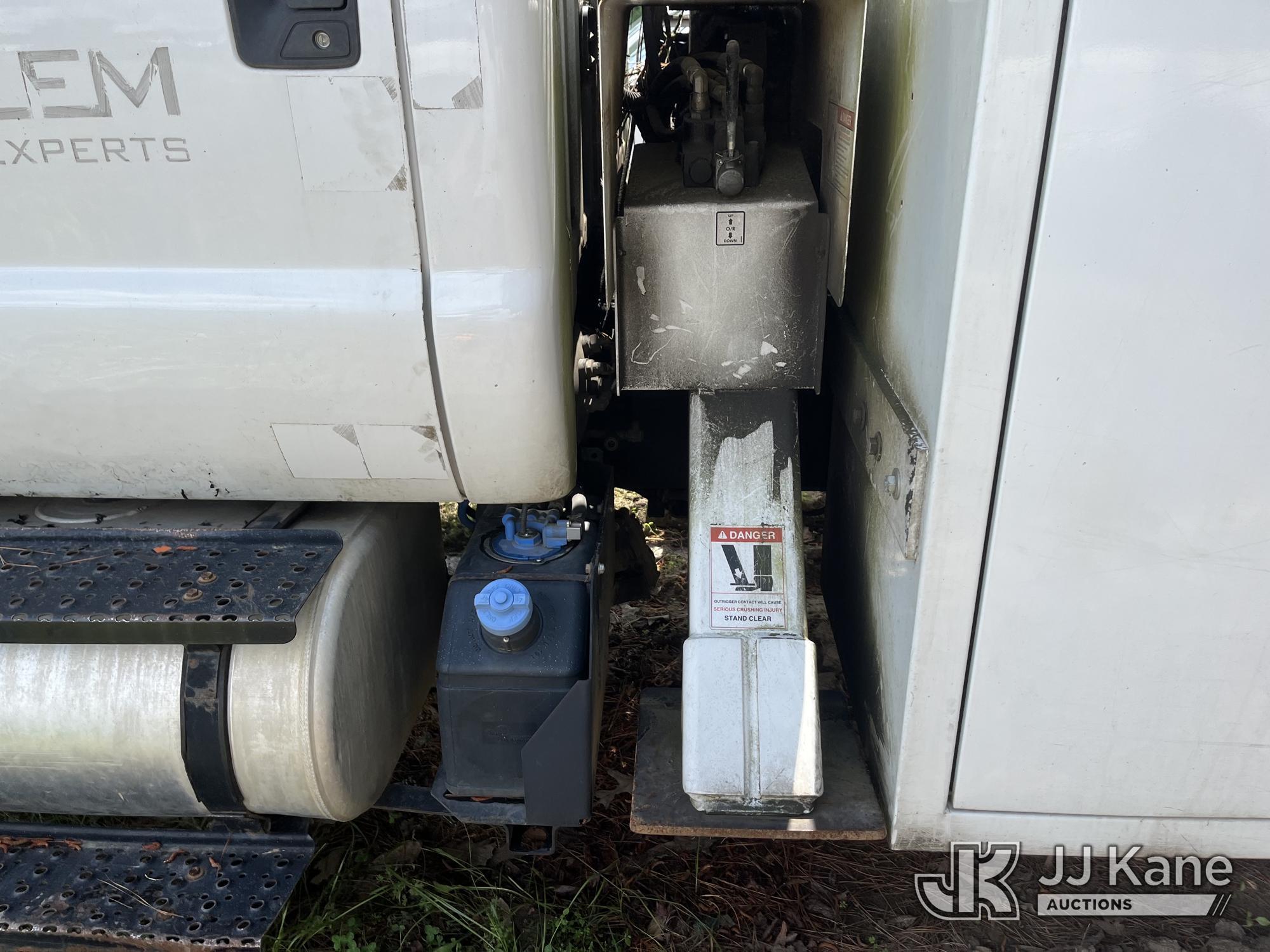 (Wakefield, VA) HiRanger XT55, Over-Center Bucket Truck mounted behind cab on 2013 Ford F750 Chipper