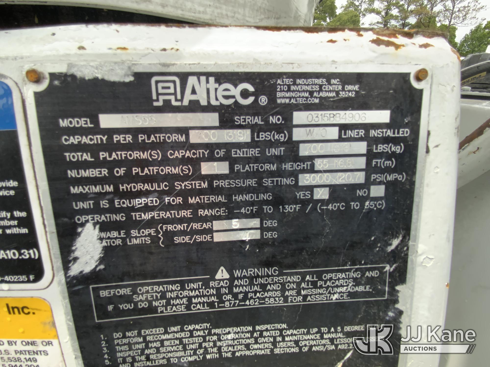 (Graysville, AL) Altec AM855, Over-Center Material Handling Bucket Truck rear mounted on 2015 Freigh
