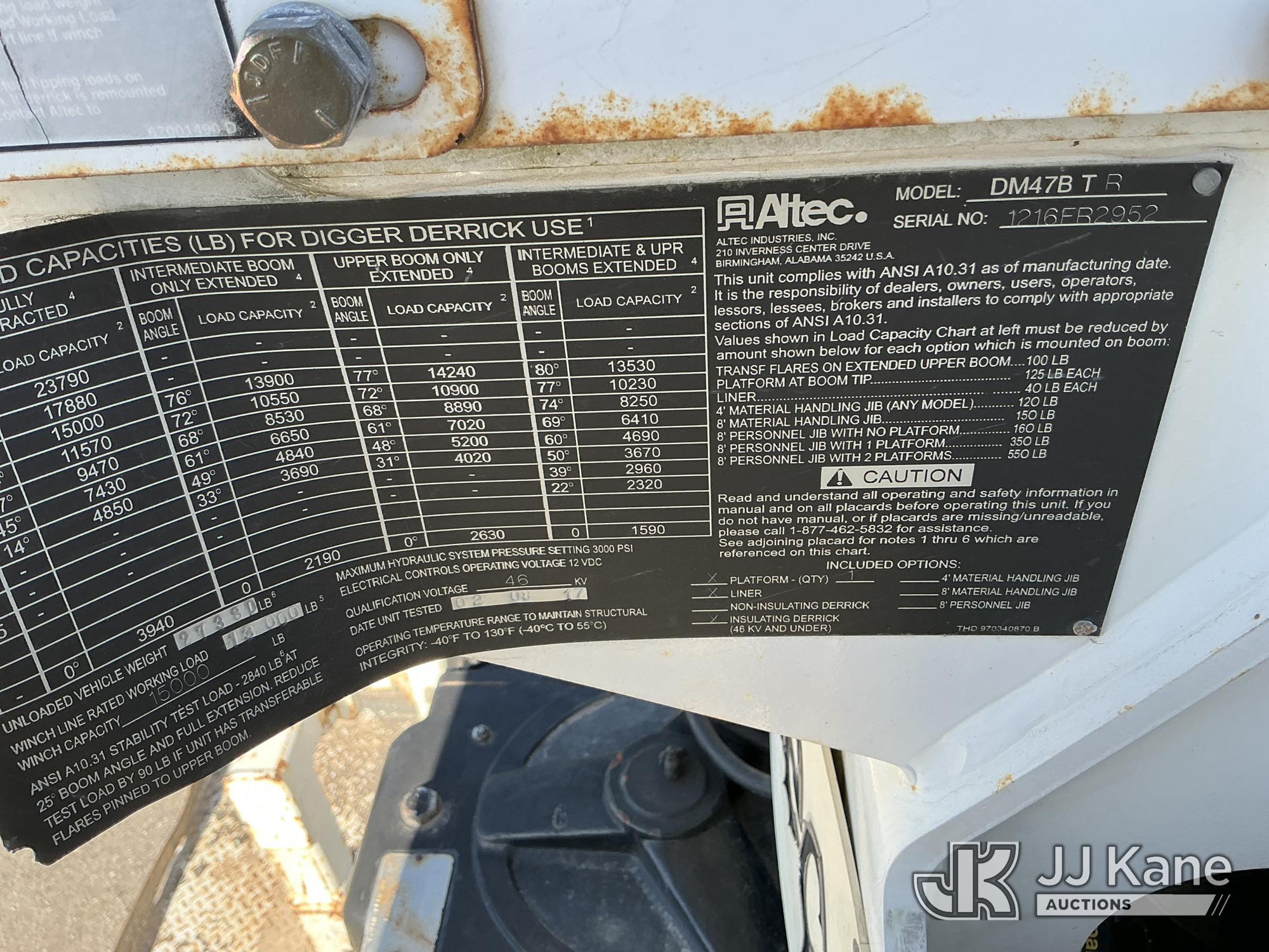 (Tampa, FL) Altec DM47-TR, Digger Derrick rear mounted on 2017 International 4300 Utility Truck Runs