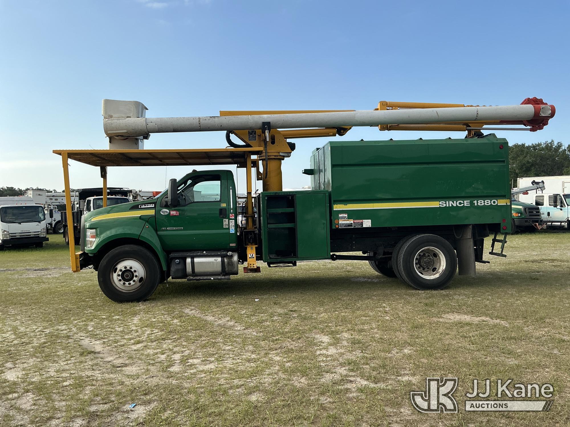 (Tampa, FL) Altec LR7-58, Over-Center Bucket Truck mounted behind cab on 2017 Ford F750 Chipper Dump