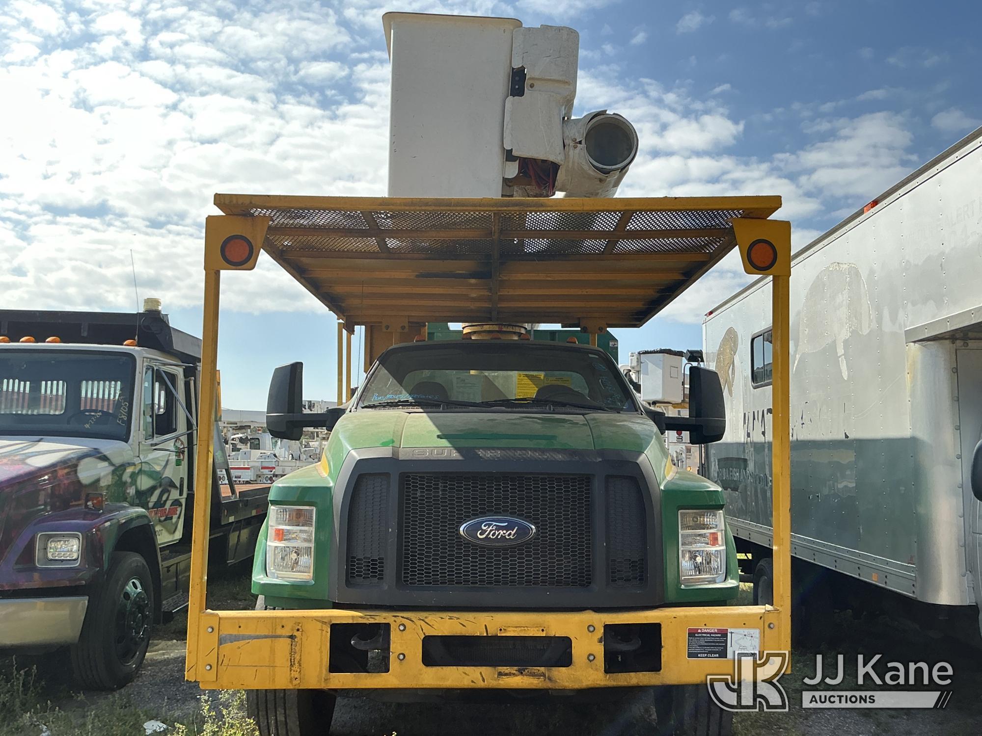 (Tampa, FL) Altec LR7-58, Over-Center Bucket Truck mounted behind cab on 2017 Ford F750 Chipper Dump