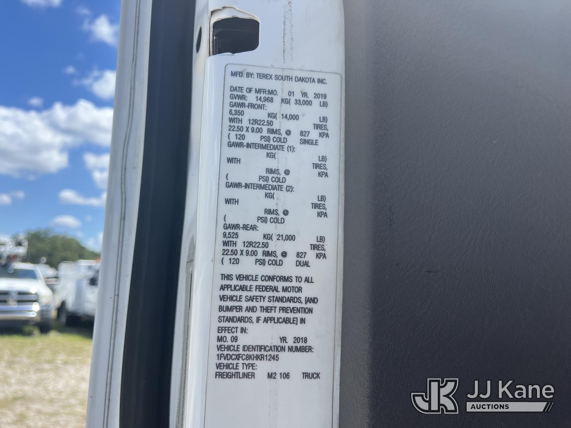 (Tampa, FL) HiRanger TC55-MH, Material Handling Bucket Truck rear mounted on 2019 Freightliner M2 10