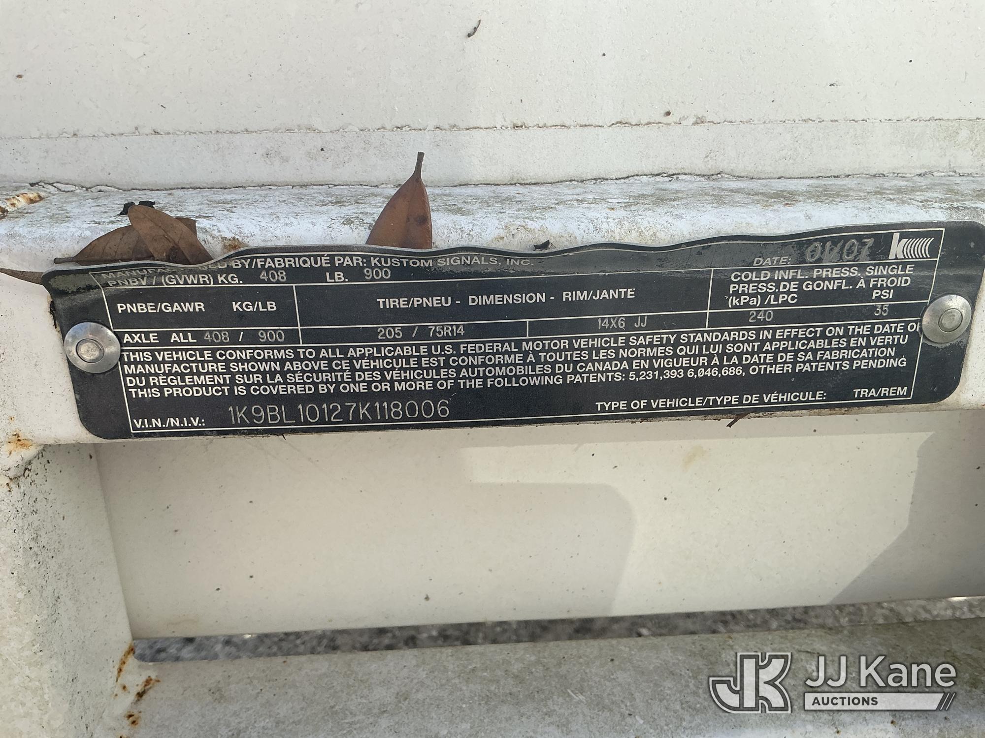 (Tampa, FL) 2007 Kustom Signals Tagalong Utiliy Trailer, Traffic Control Trailer Hernando County She
