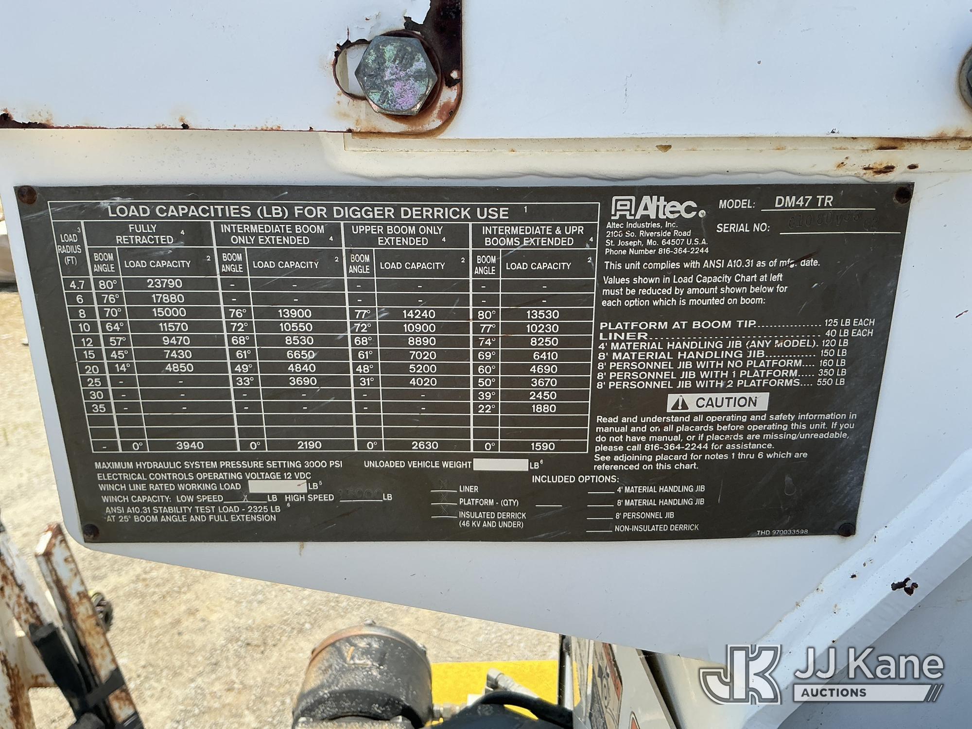 (Columbia, SC) Altec DM47-TR, Digger Derrick rear mounted on 2007 International 7300 4x4 Utility Tru