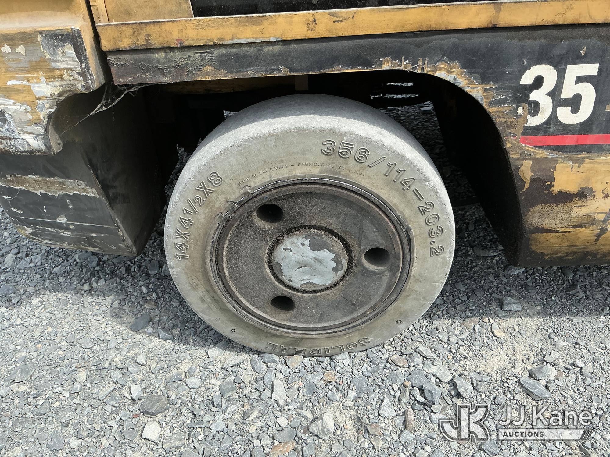 (China Grove, NC) Caterpillar 2EC18, 3,100# Solid Tired Forklift Duke Unit) (Runs, Moves & Operates