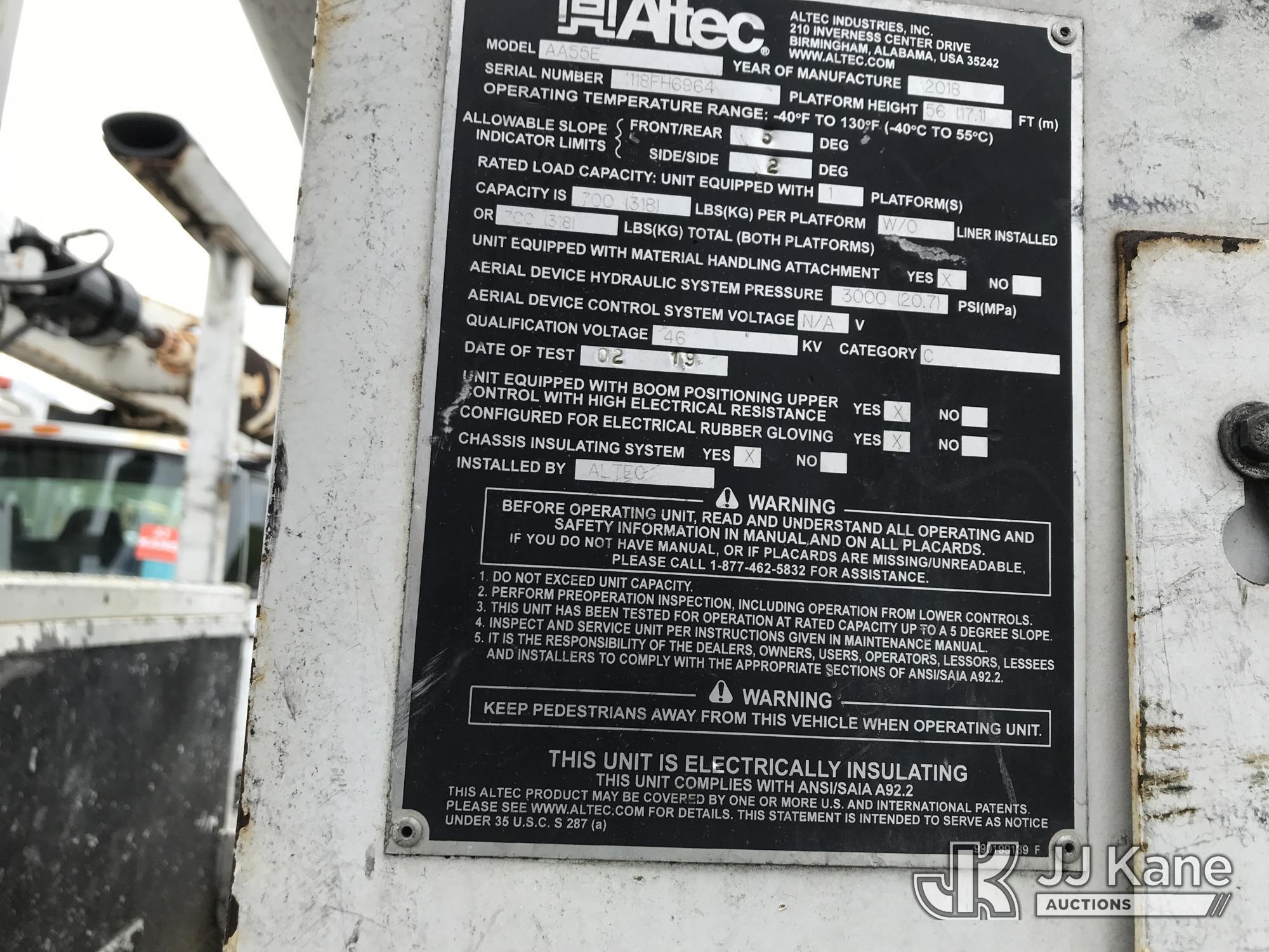 (Mount Airy, NC) Altec AA55E-MH, Material Handling Bucket Truck rear mounted on 2019 Freightliner M2