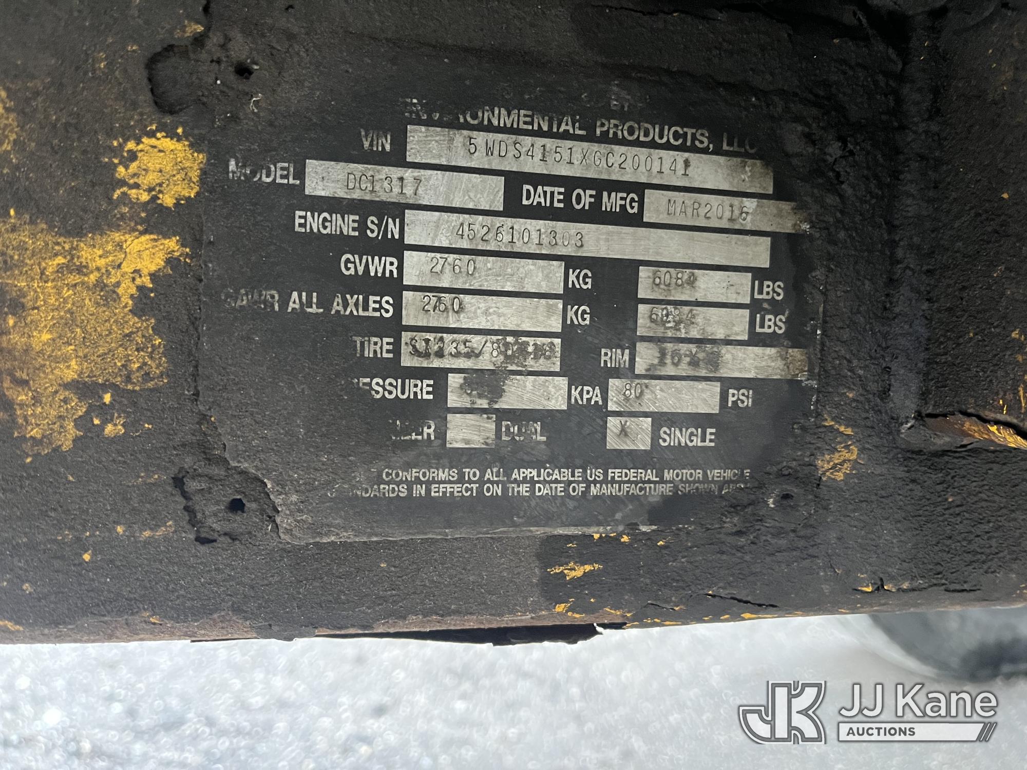 (Tampa, FL) 2016 Altec DC1317 Chipper (13in Disc) Not Running, Condition Unknown) (Body Damage, Rust