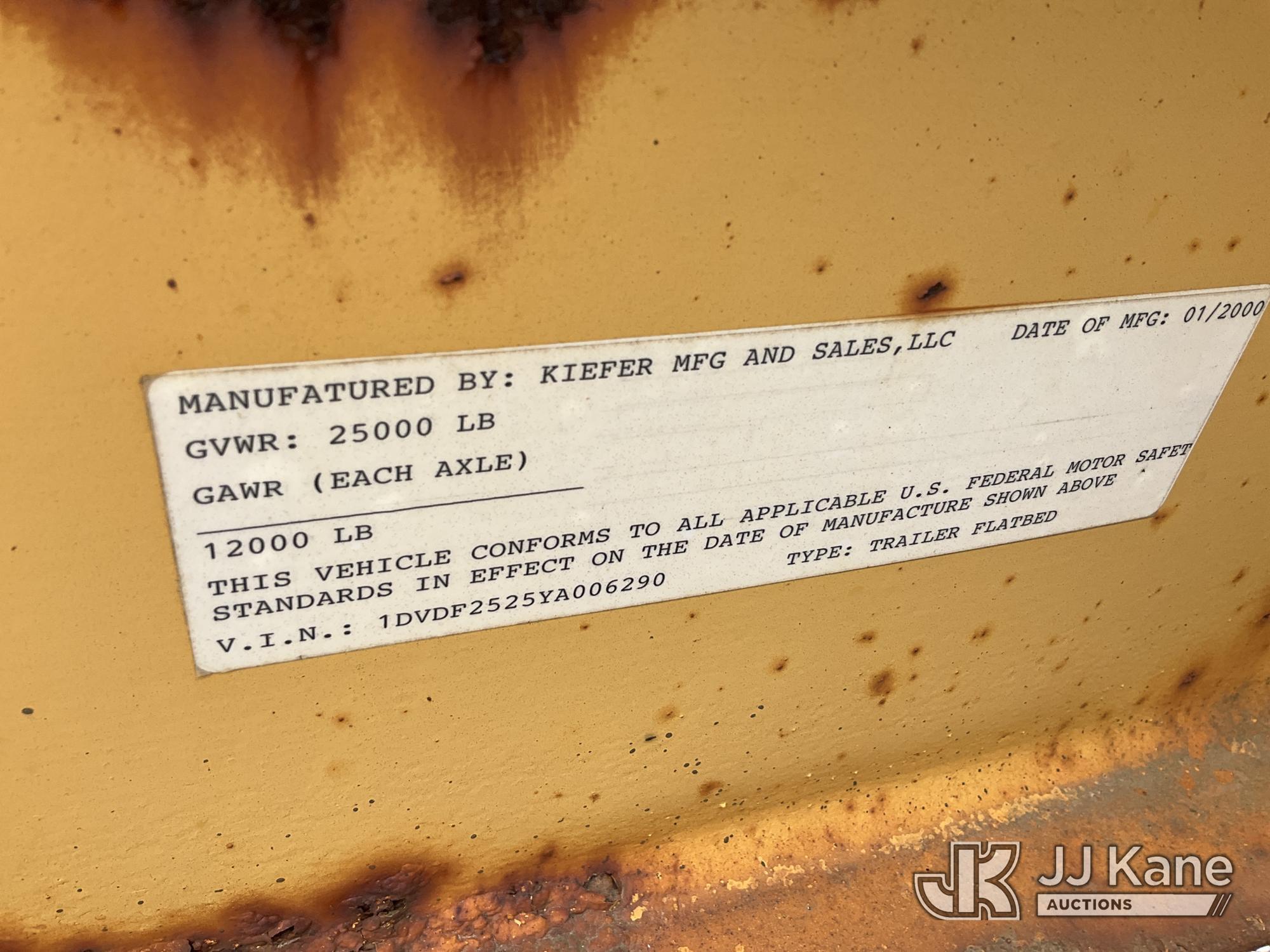 (Verona, KY) 2000 Kiefer-Built T/A Tagalong Equipment Trailer Rust Damage