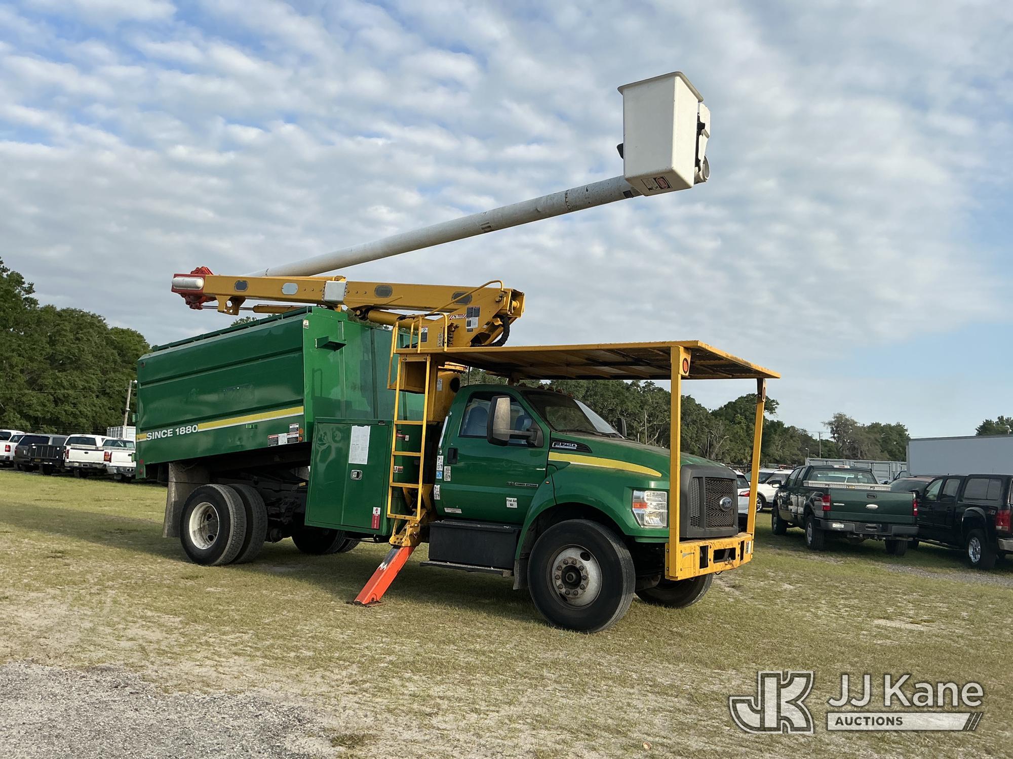 (Tampa, FL) Altec LR7-58, Over-Center Bucket Truck mounted behind cab on 2017 Ford F750 Chipper Dump