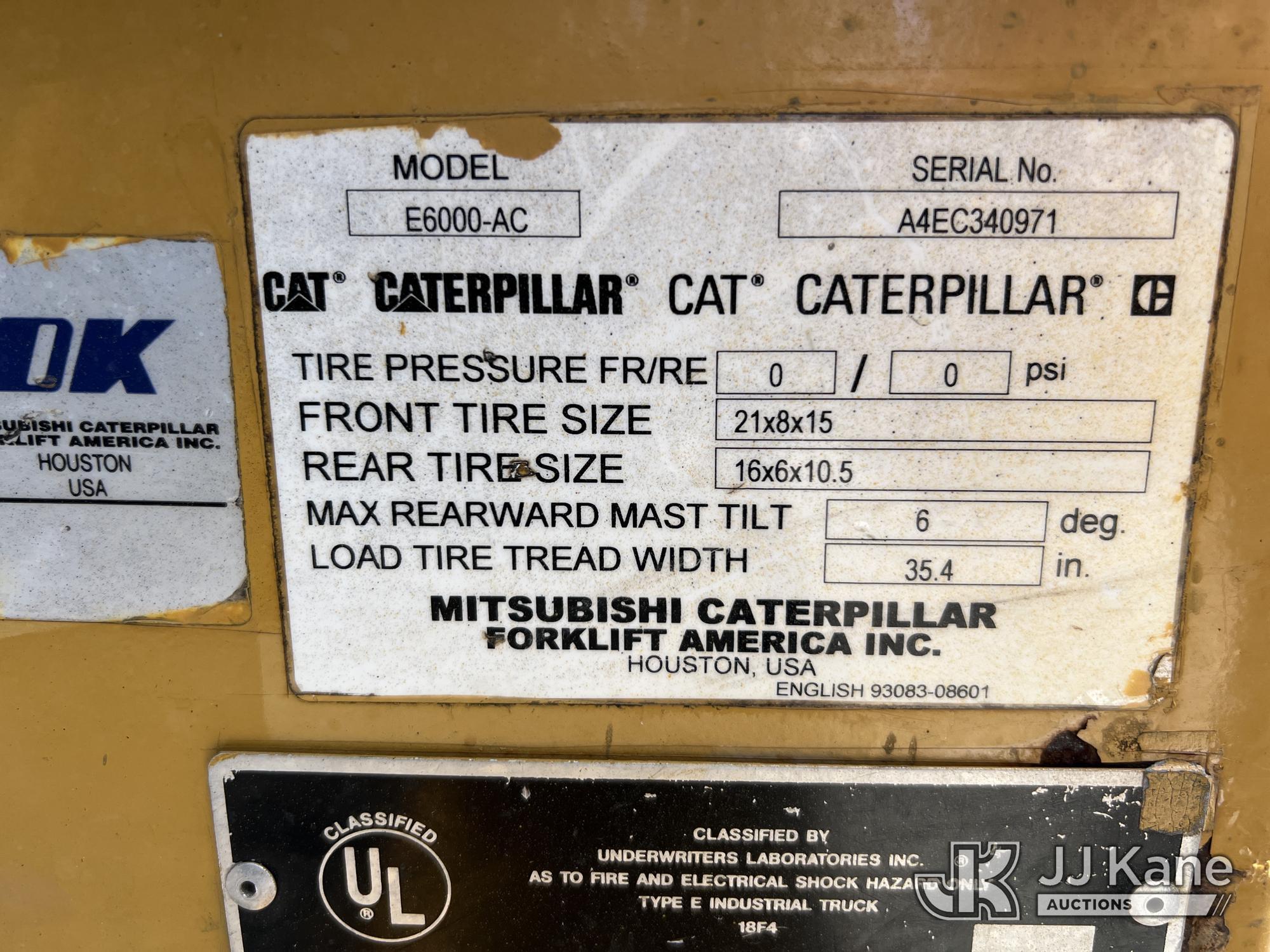 (Villa Rica, GA) CAT E6000-AC 5,650# Solid Tired Forklift, (GA Power Unit) Not Operating, Condition