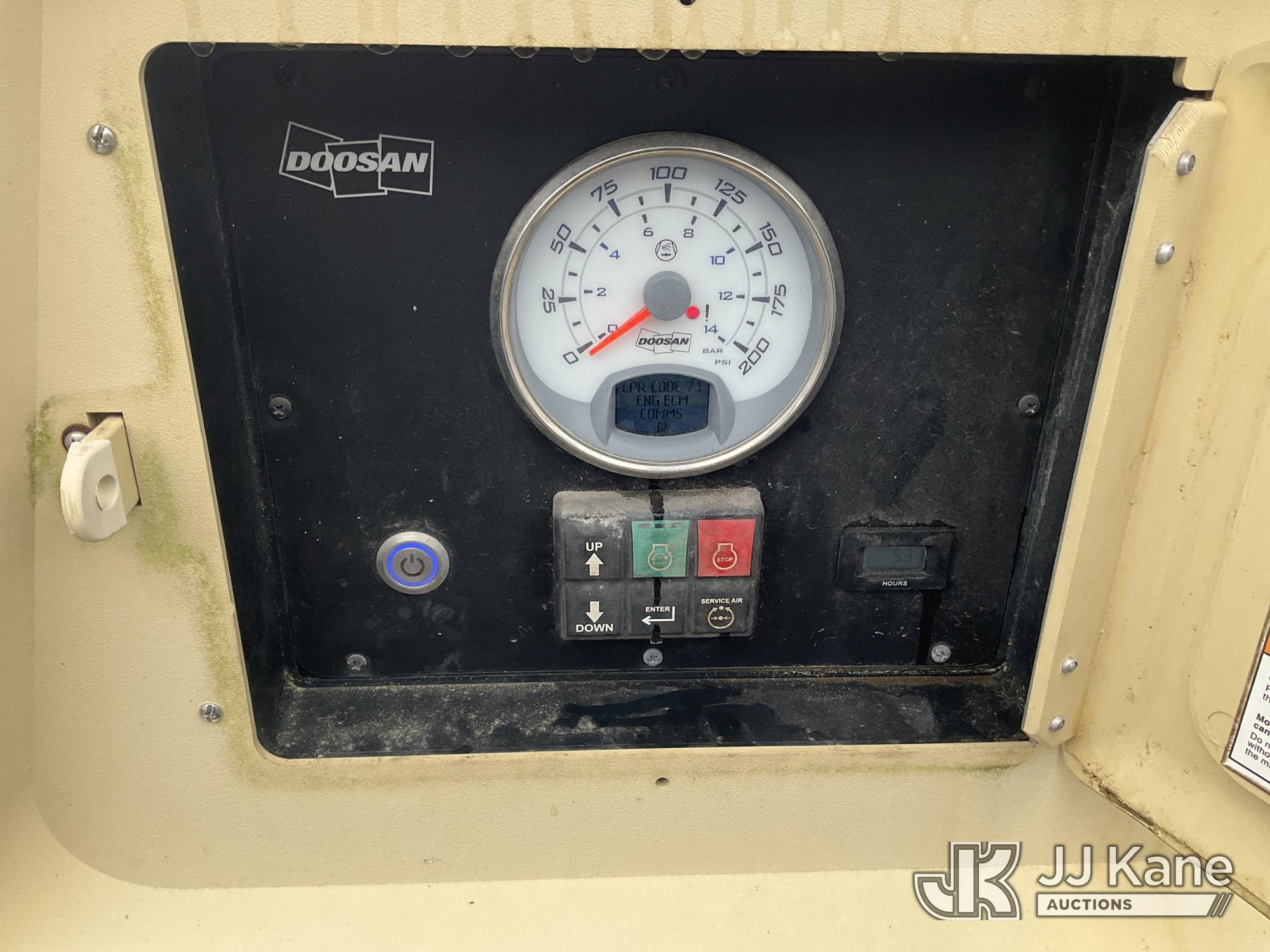 (Villa Rica, GA) 2016 Doosan P185WDZ-T4F Portable Air Compressor Runs & Makes Air) (Jump To Start