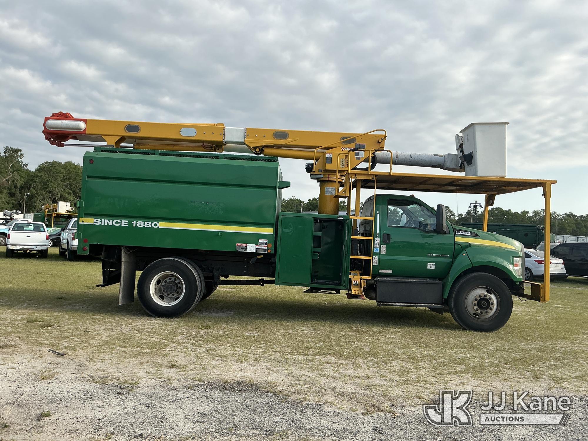 (Tampa, FL) Altec LR7-58, Over-Center Bucket Truck mounted behind cab on 2017 Ford F750 Chipper Dump
