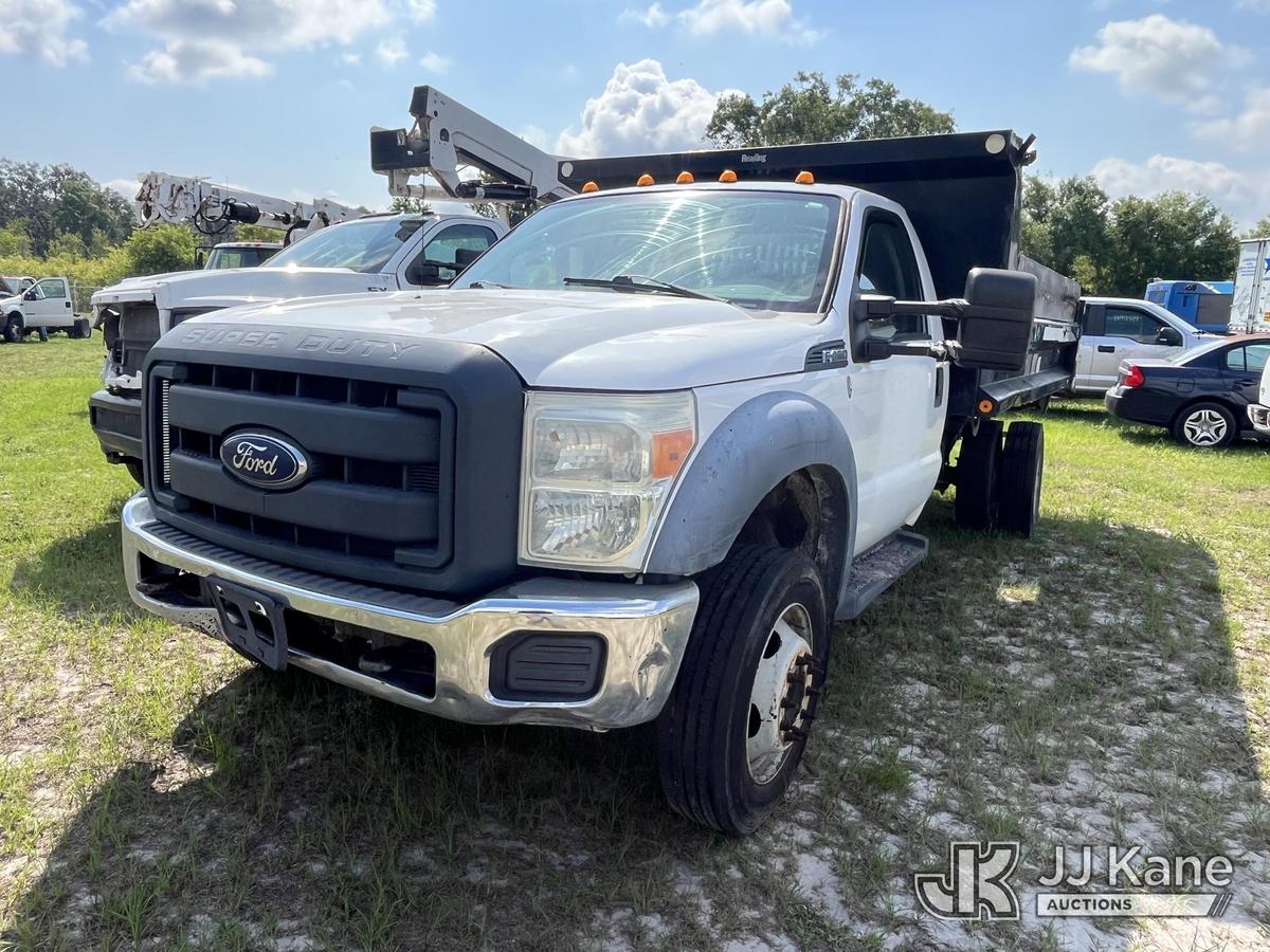 (Tampa, FL) 2014 Ford F450 Dump Truck Not Running, Condition Unknown, Cranks, Body Damage, Has Power