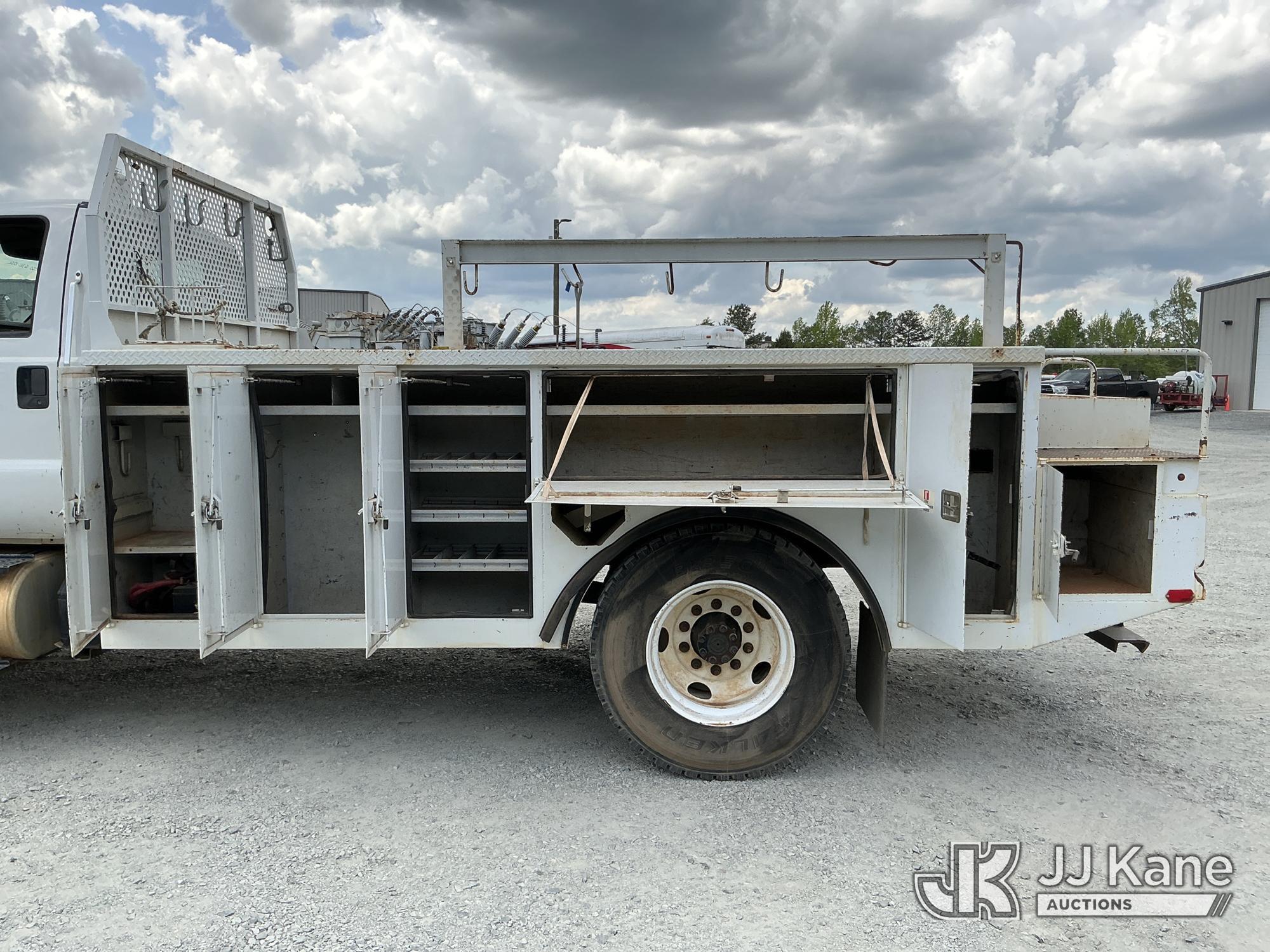 (China Grove, NC) 2015 Ford F750 URD/Flatbed Truck Runs & Moves) (Jump To Start, Check Engine Lights