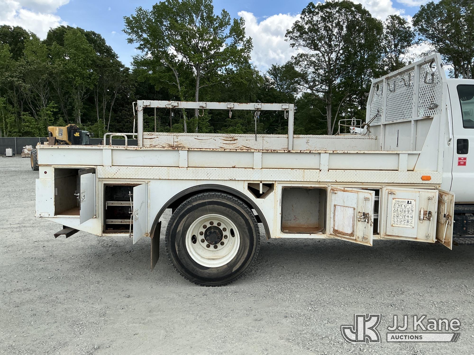 (China Grove, NC) 2015 Ford F750 URD/Flatbed Truck Runs & Moves) (Jump To Start, Check Engine Lights