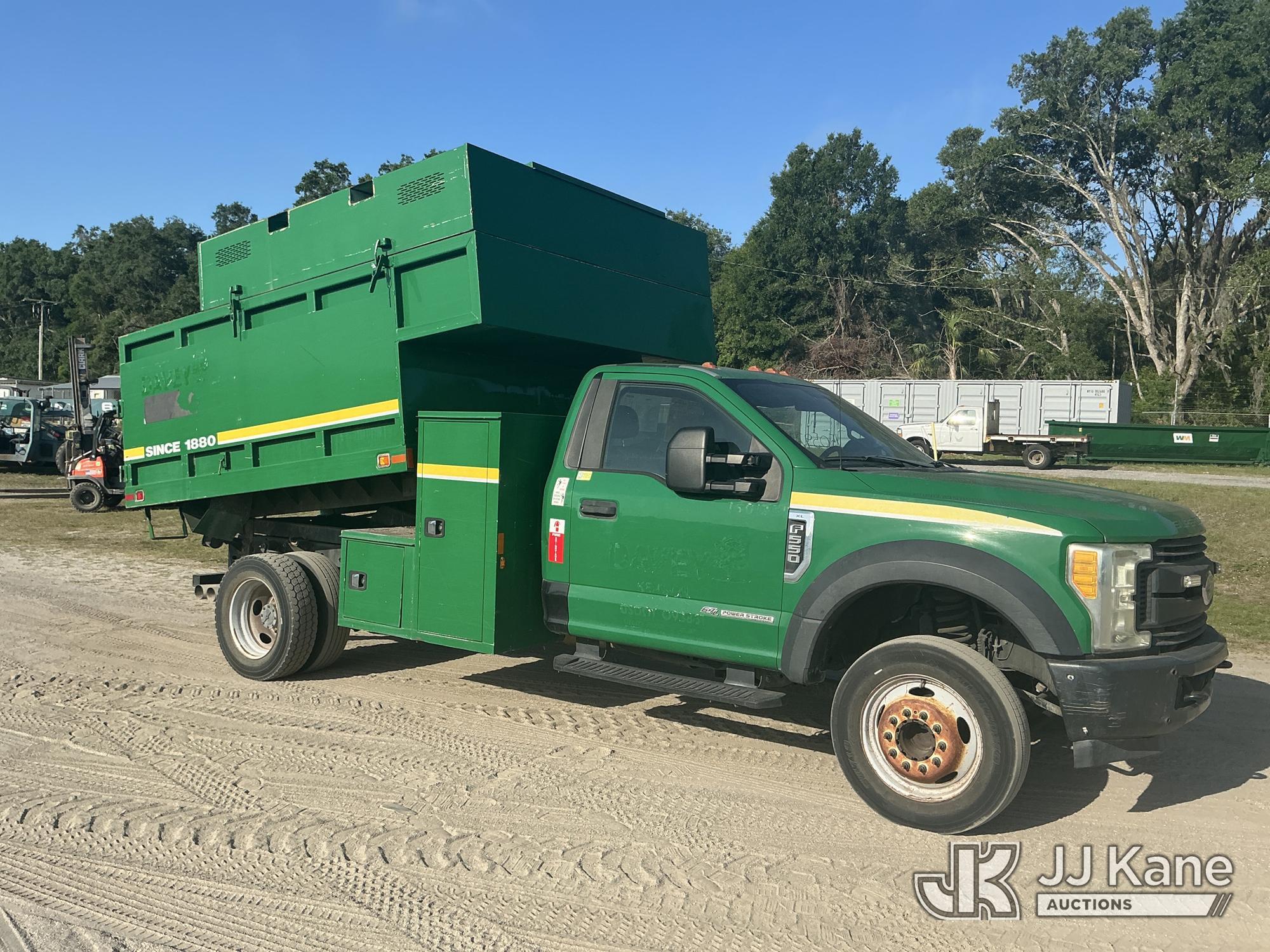 (Tampa, FL) 2017 Ford F550 Chipper Dump Truck Runs, Moves, & Operates) (Jump To Start, Check Engine